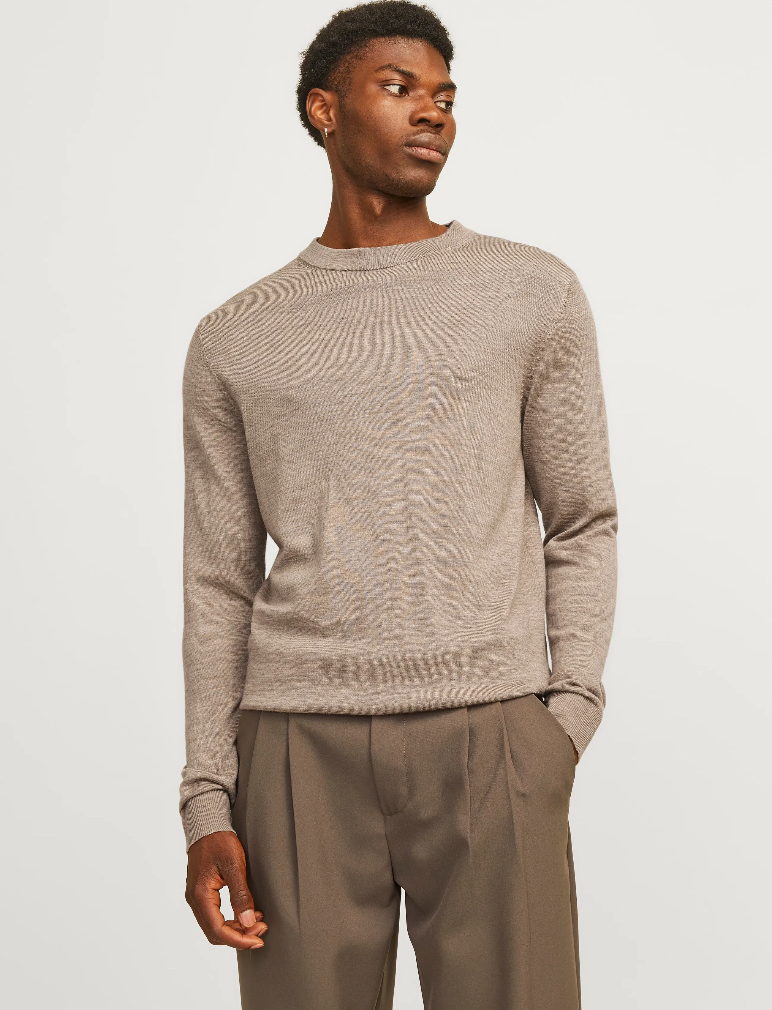 Jack & Jones JPRBLAMERINO KNIT CREW NECK - Strickmode - GREIGE / beige