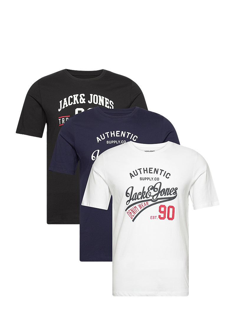 Jack & Jones - JJETHAN TEE SS CREW NECK 3PK MP NOOS - kortærmede t-shirts - black - 1