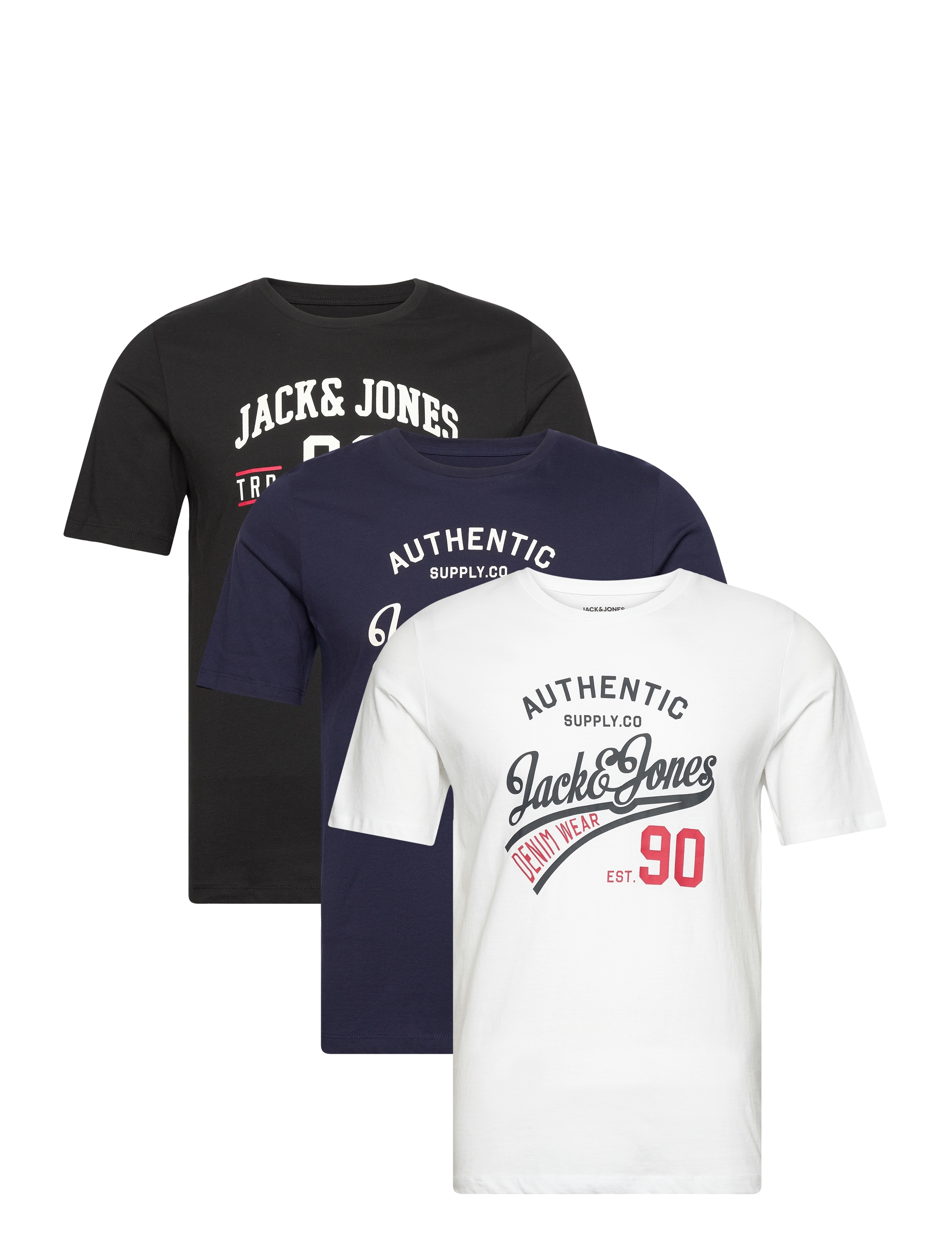Jack & Jones JJETHAN TEE  SS CREW NECK  3PK MP NOOS - Jack & Jones - BLACK / black