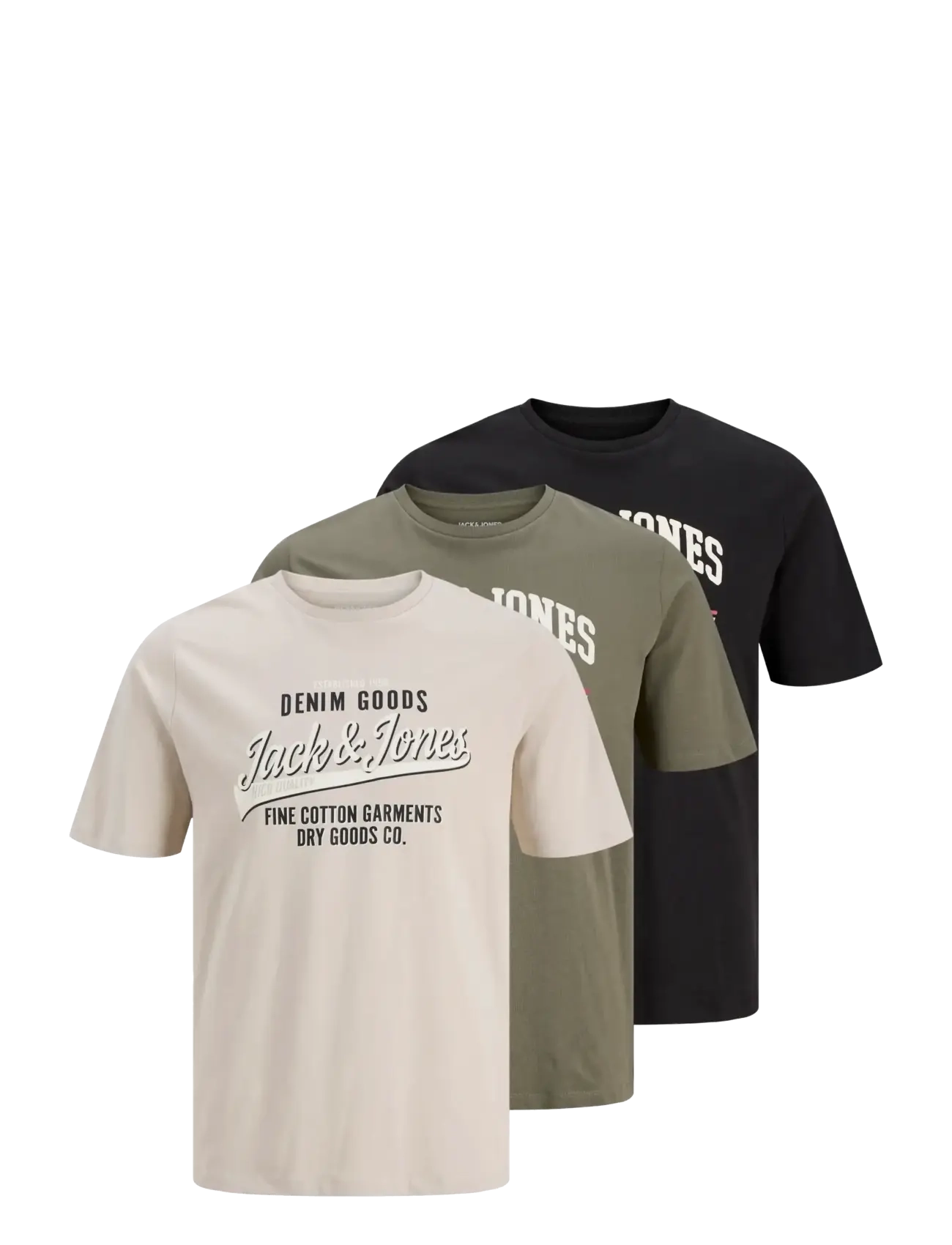 JACK & JONES Jjethan Tee Ss Crew Neck 3Pk Mp Noos Schwarz - L - Herren