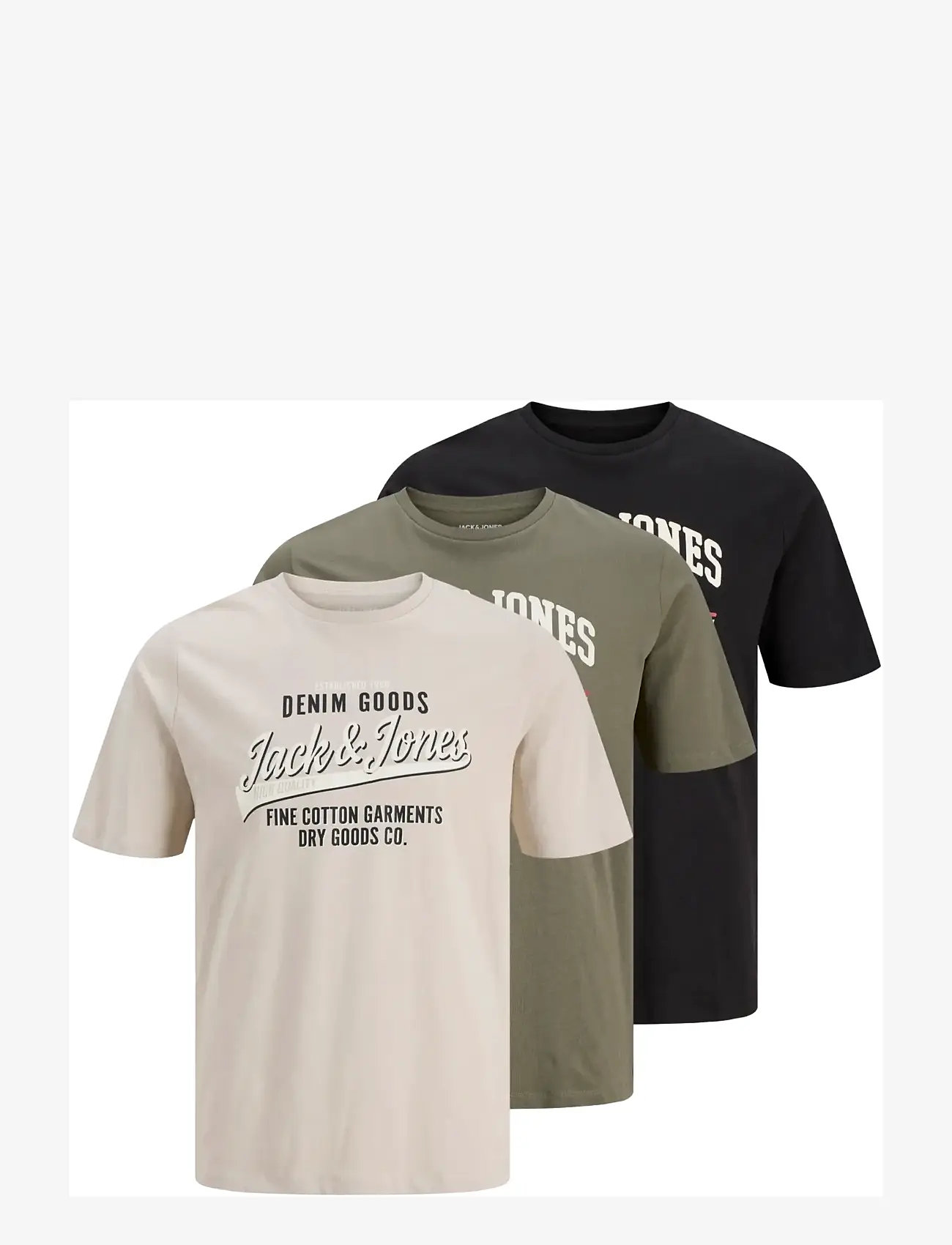 Jack & Jones - JJETHAN TEE  SS CREW NECK  3PK MP NOOS - kurzärmelig - dusty olive - 1