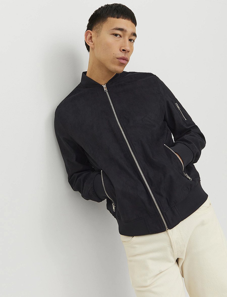 Jack & Jones - JJEROCKY FAUX SUEDE BOMBER NOOS - vestes de printemps - jet black - 4