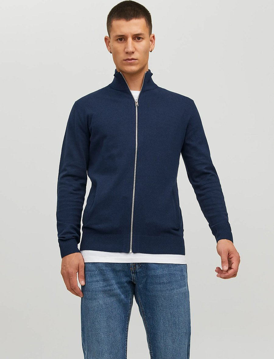 Jack & Jones - JJEEMIL KNIT TURTLE ZIP CARDIGAN NOOS - cardigans - navy blazer - 0