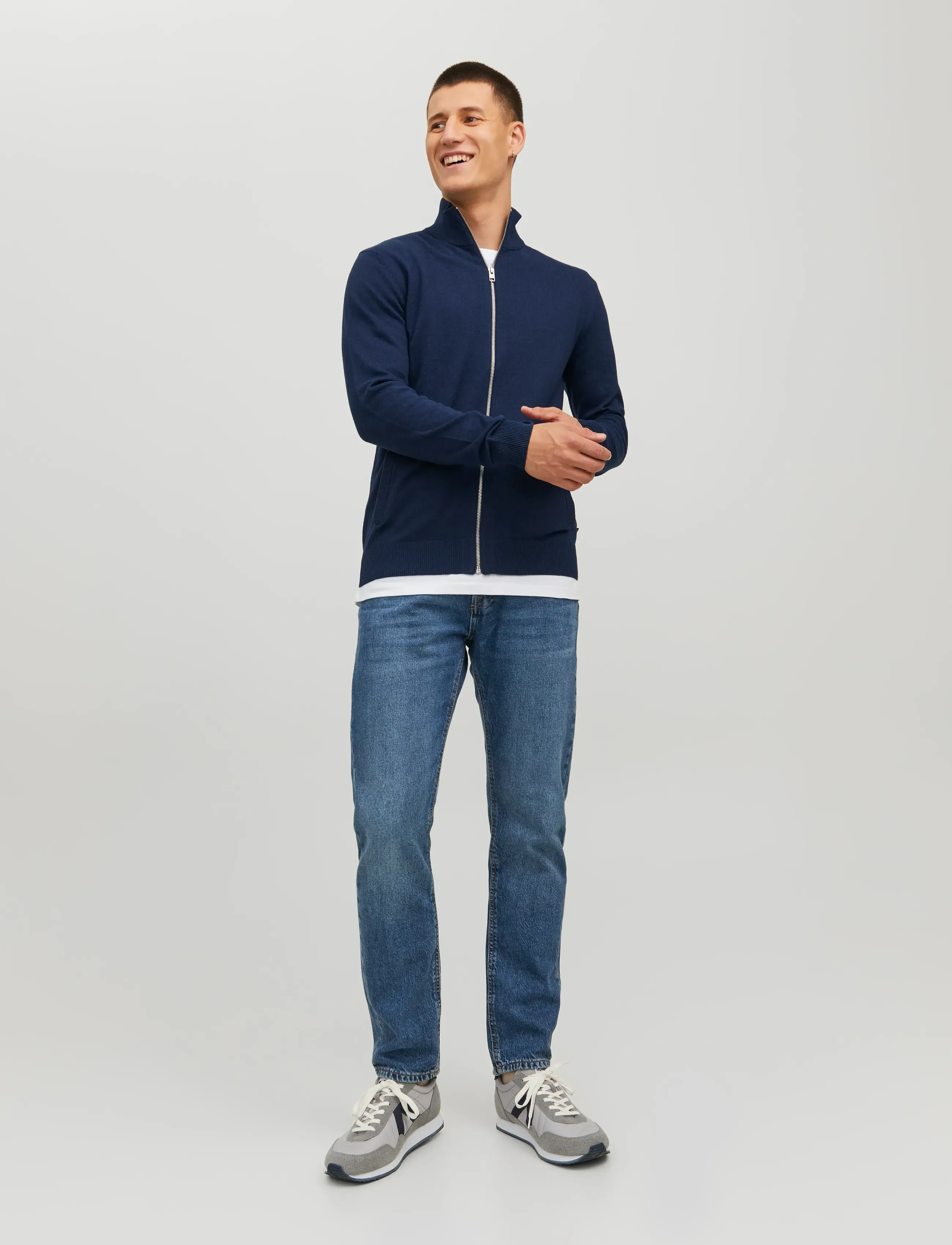 Jack & Jones - JJEEMIL KNIT TURTLE ZIP CARDIGAN NOOS - cardigans - navy blazer - 4
