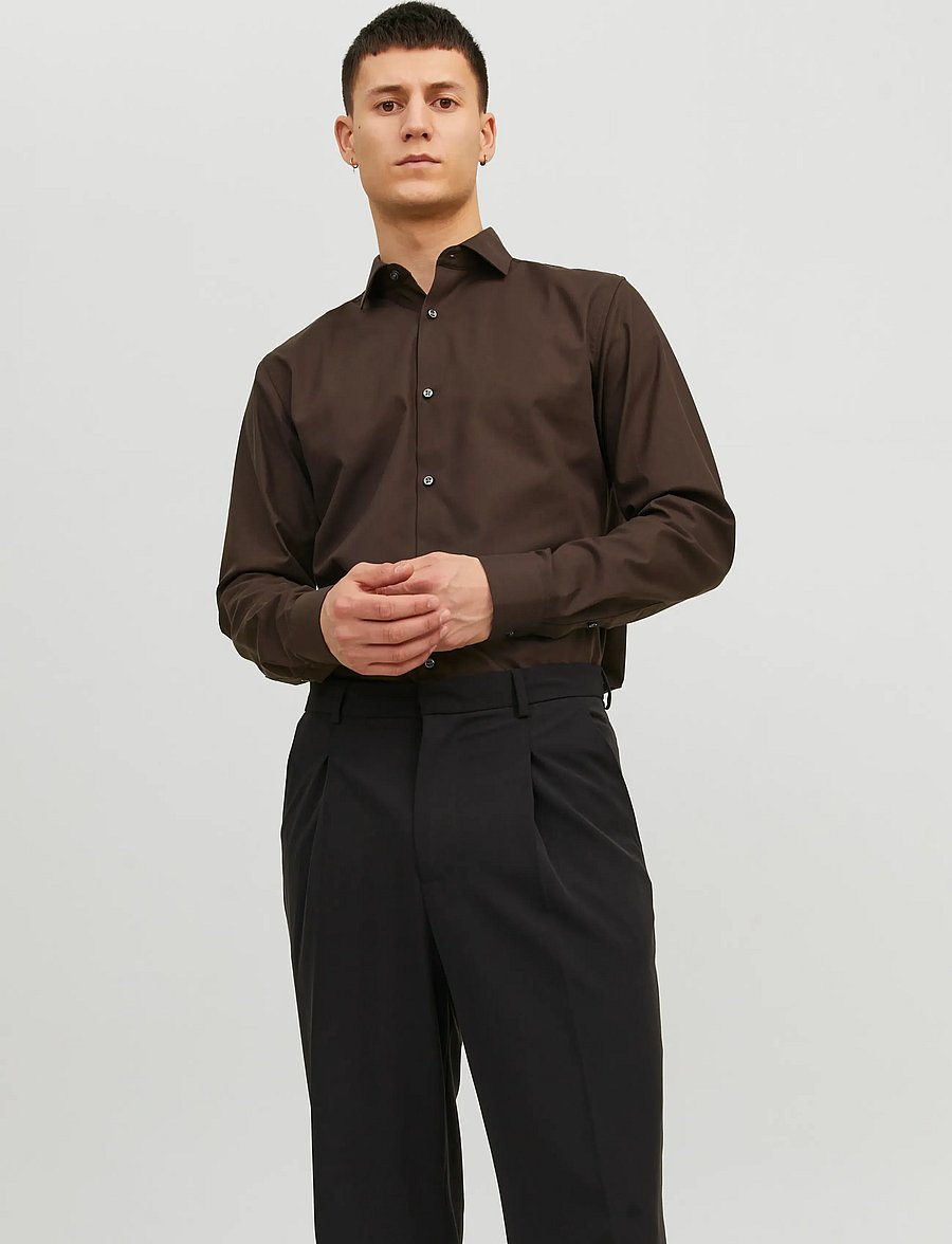 Jack & Jones - JPRBLAPARKER SHIRT L/S NOOS - randiga skjortor - chocolate torte - 0