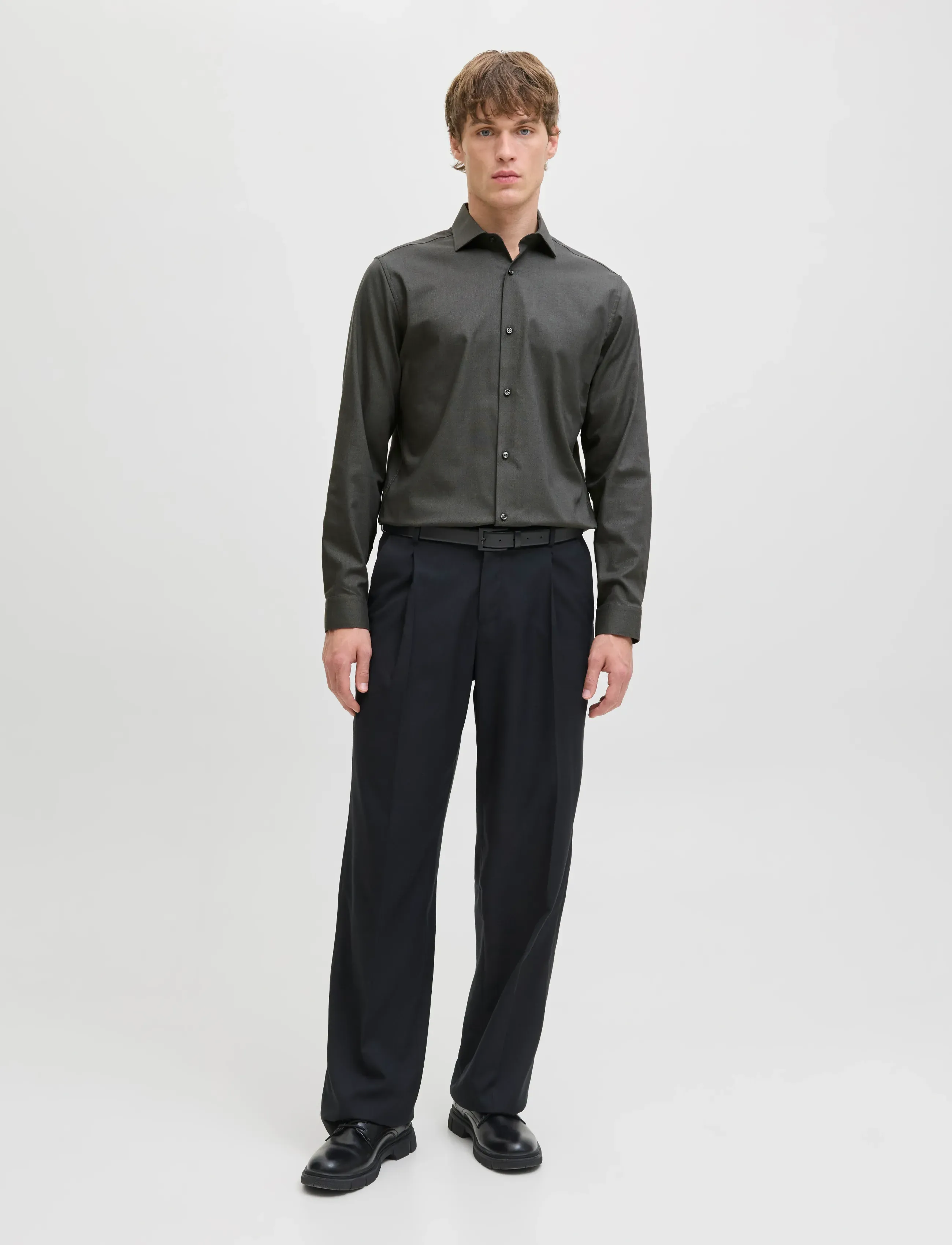 Jack & Jones - JPRBLAPARKER SHIRT L/S NOOS - randiga skjortor - dark grey melange - 3