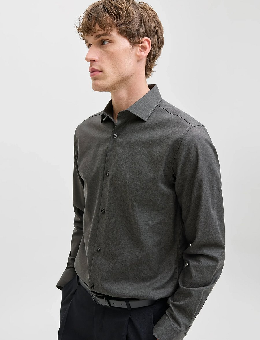 Jack & Jones - JPRBLAPARKER SHIRT L/S NOOS - randiga skjortor - dark grey melange - 5