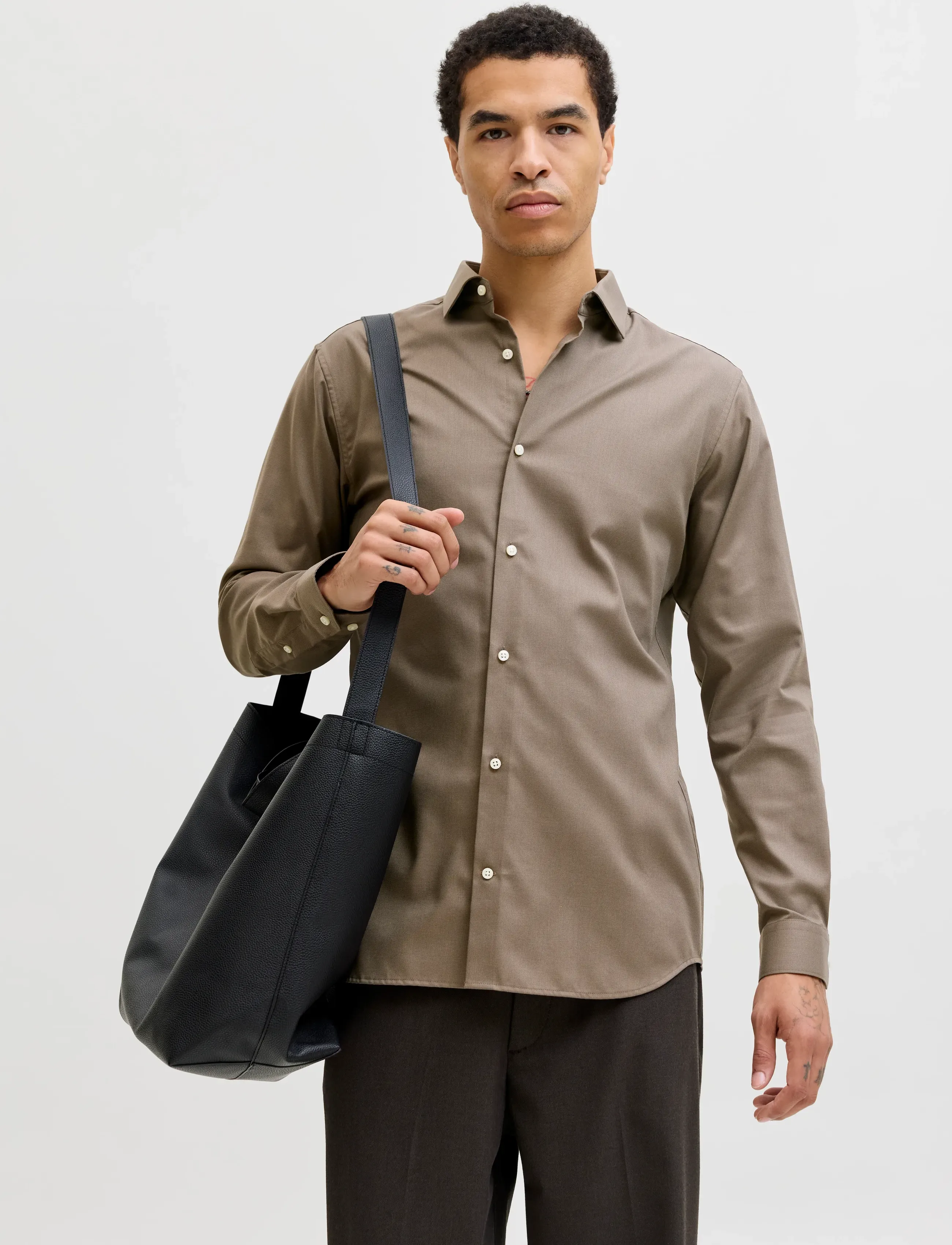 Jack & Jones Jprblaparker Shirt L/S Noos, L, Shirts, Beige - Business, Männerswear