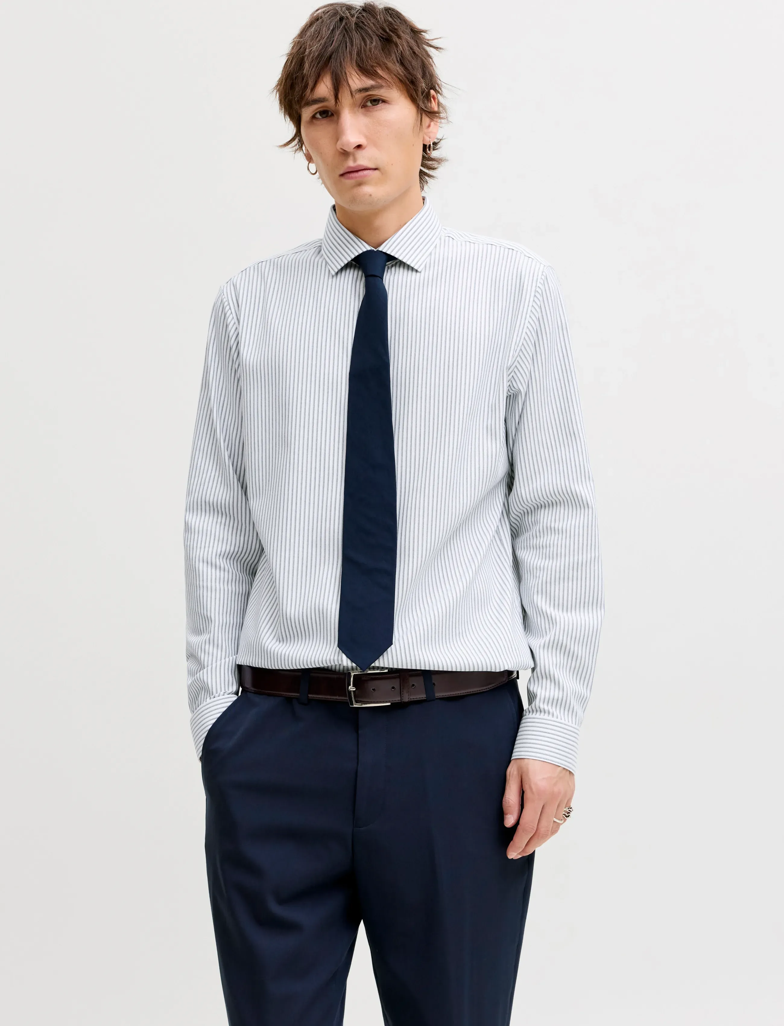 Jack & Jones JPRBLAPARKER SHIRT L/S NOOS - Skjorter - FADED DENIM / white