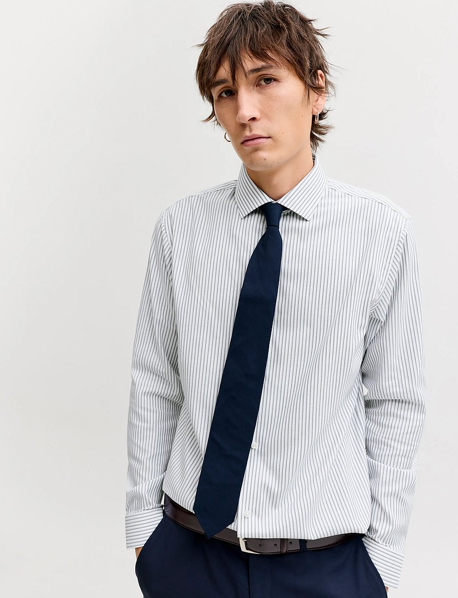 Jack & Jones - JPRBLAPARKER SHIRT L/S NOOS - stribede skjorter - faded denim - 5