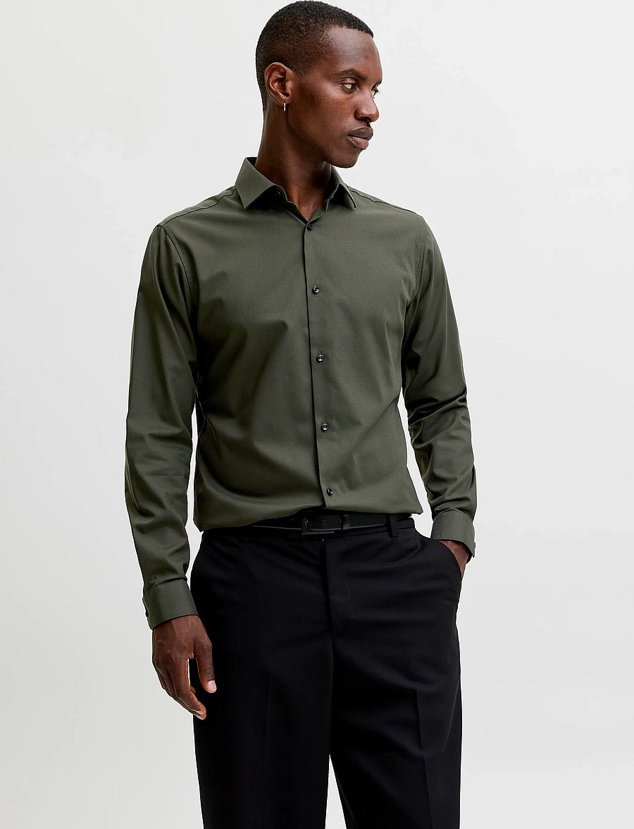 Jack & Jones - JPRBLAPARKER SHIRT L/S NOOS - röndóttar skyrtur - forest night - 0