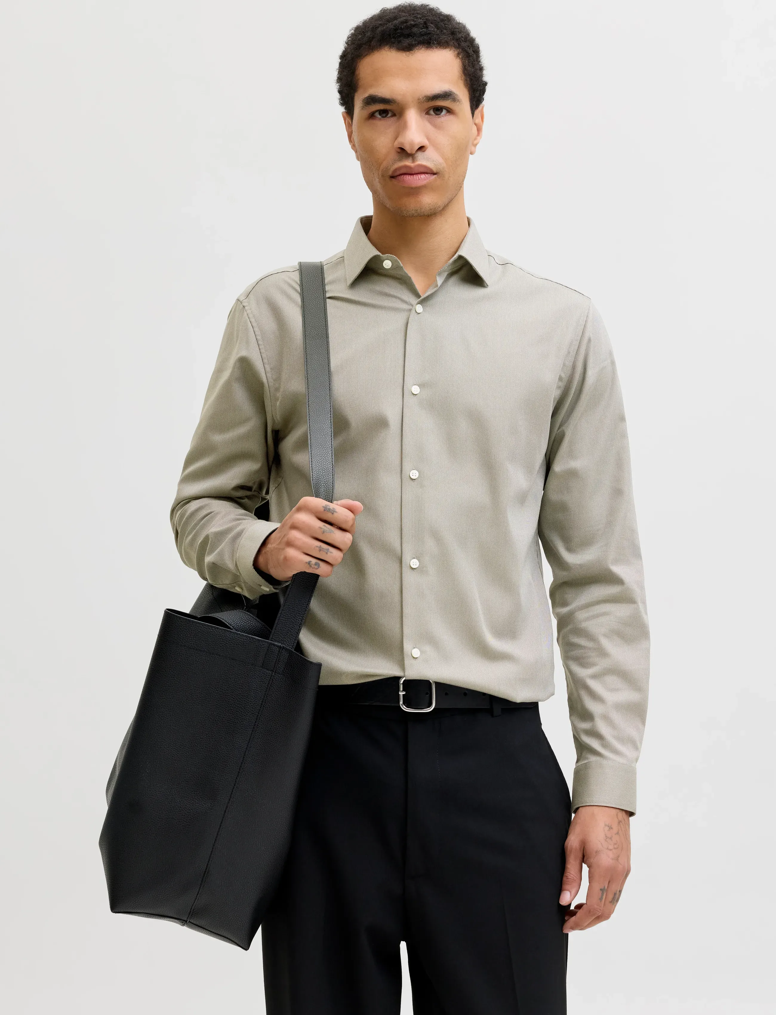 Jack & Jones JPRBLAPARKER SHIRT L/S NOOS - Looks for less - SMOKEY OLIVE / beige