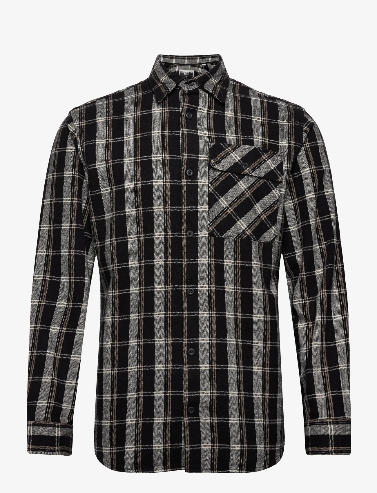 Jack & Jones - JCODESERT HERRINGBONE CHECK SHIRT LS LN - checkered shirts - black - 0