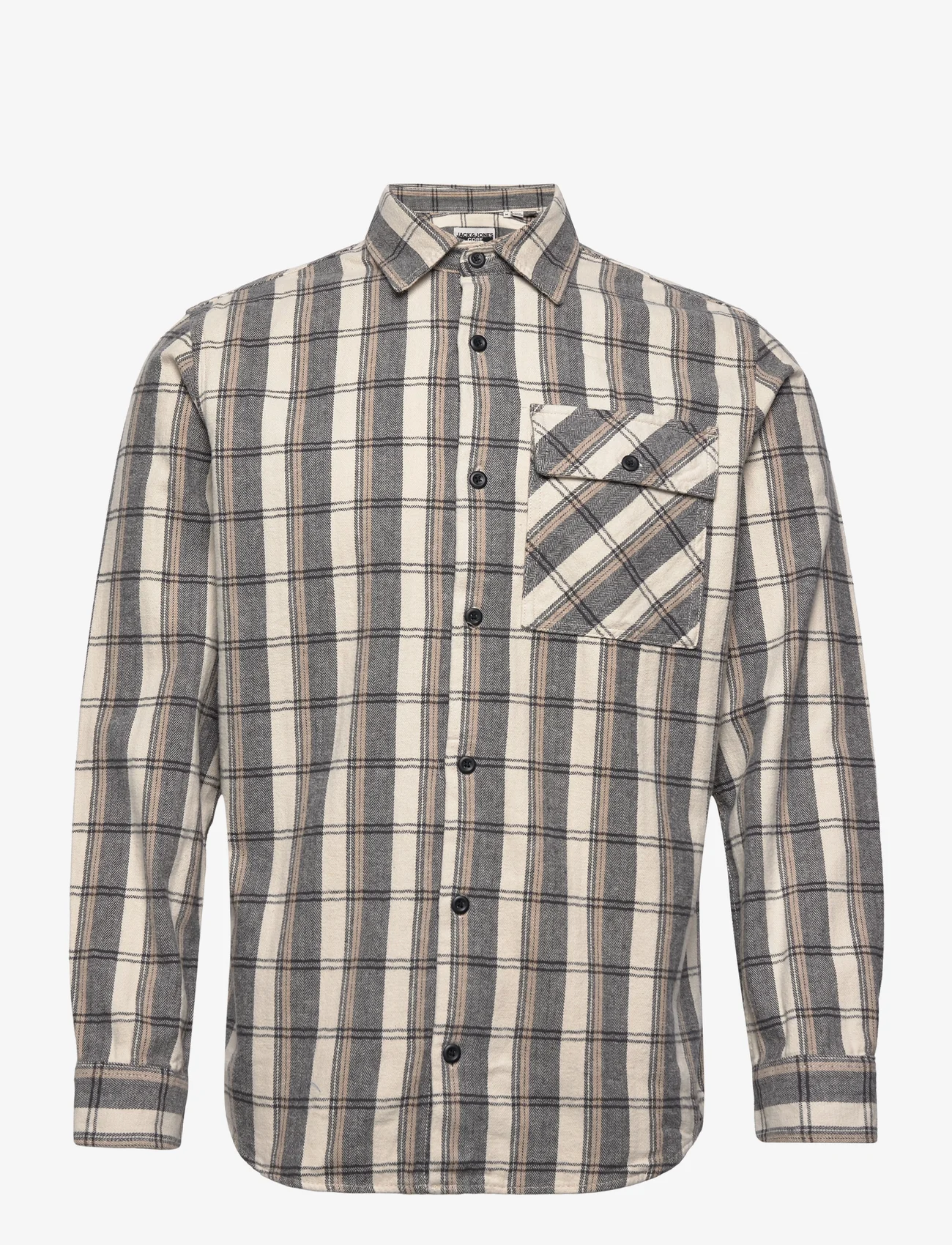Jack & Jones - JCODESERT HERRINGBONE CHECK SHIRT LS LN - checkered shirts - moonbeam - 0