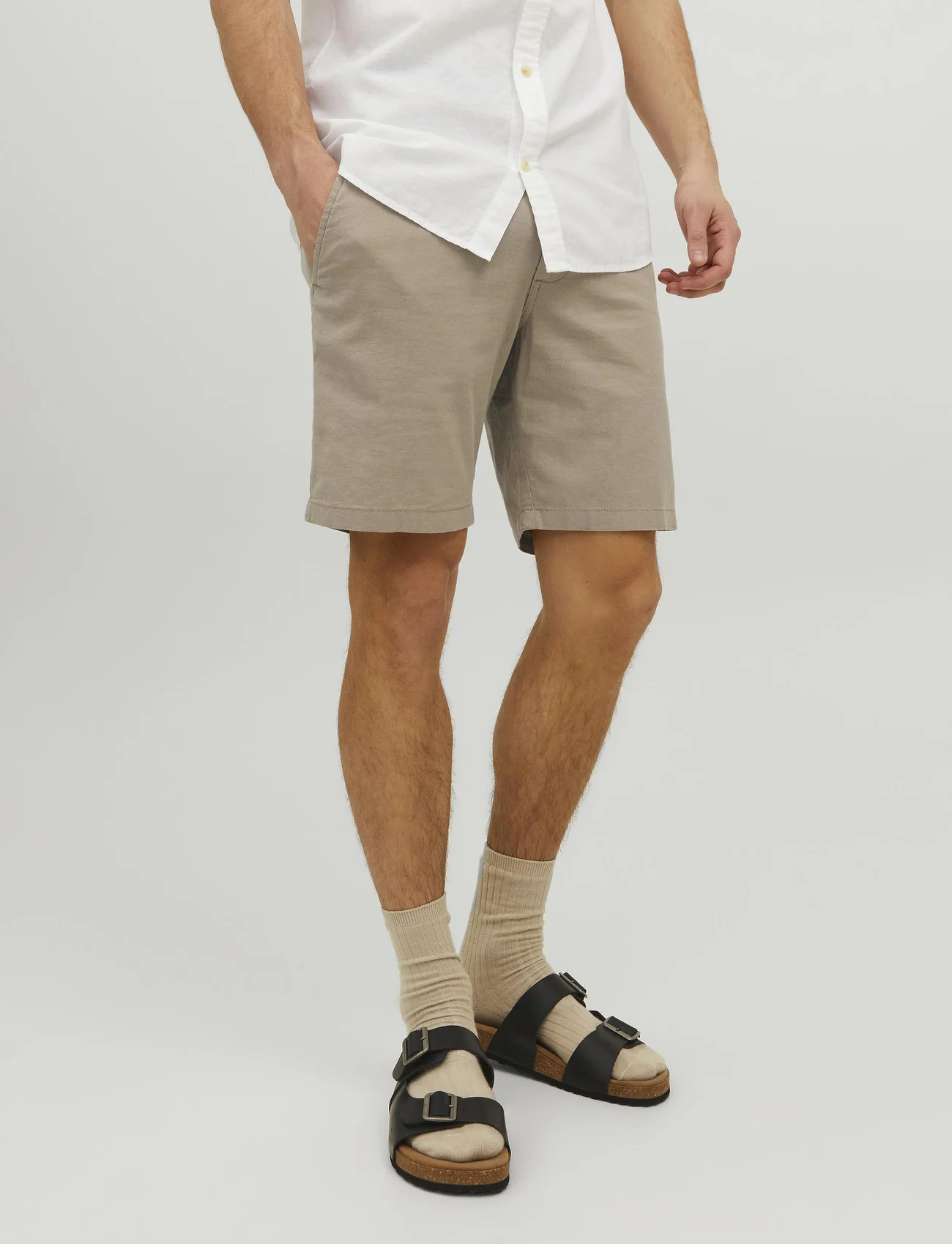 Jack & Jones - JPSTDAVE JJLINEN BLEND SHORTS LN - chino shorts - crockery - 1