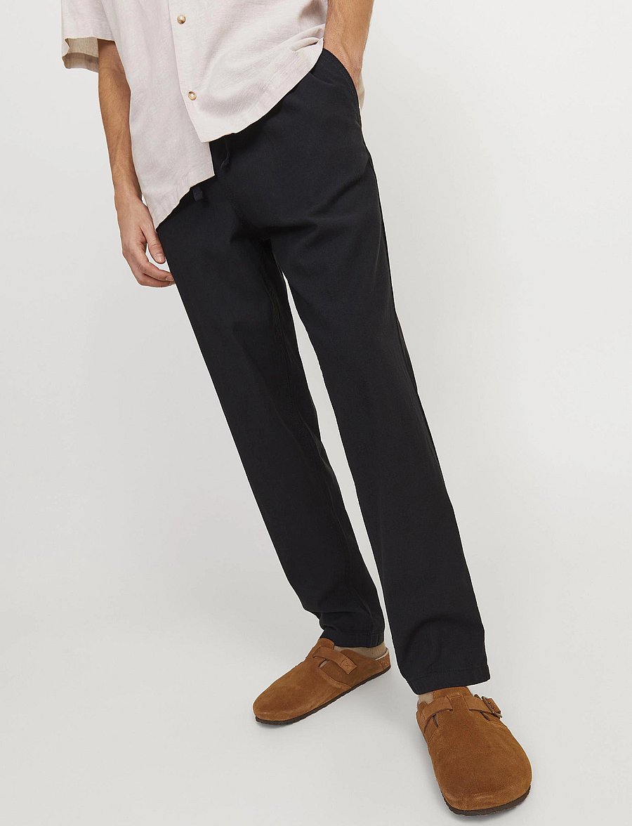 Jack & Jones - JPSTACE BREEZE JOGGER LN - leinenhosen - black - 5