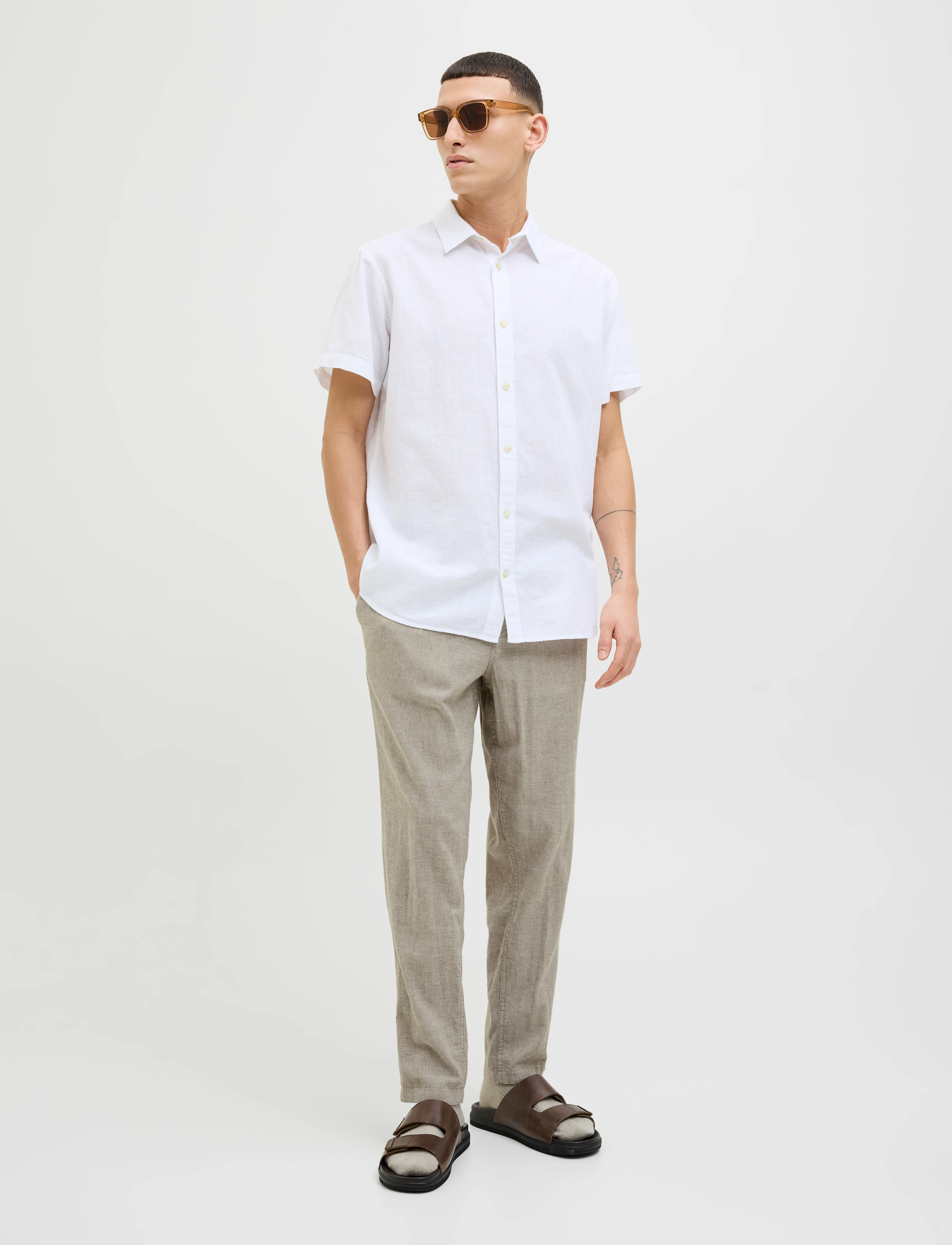Jack & Jones - JPSTACE BREEZE JOGGER LN - leinenhosen - morel - 4