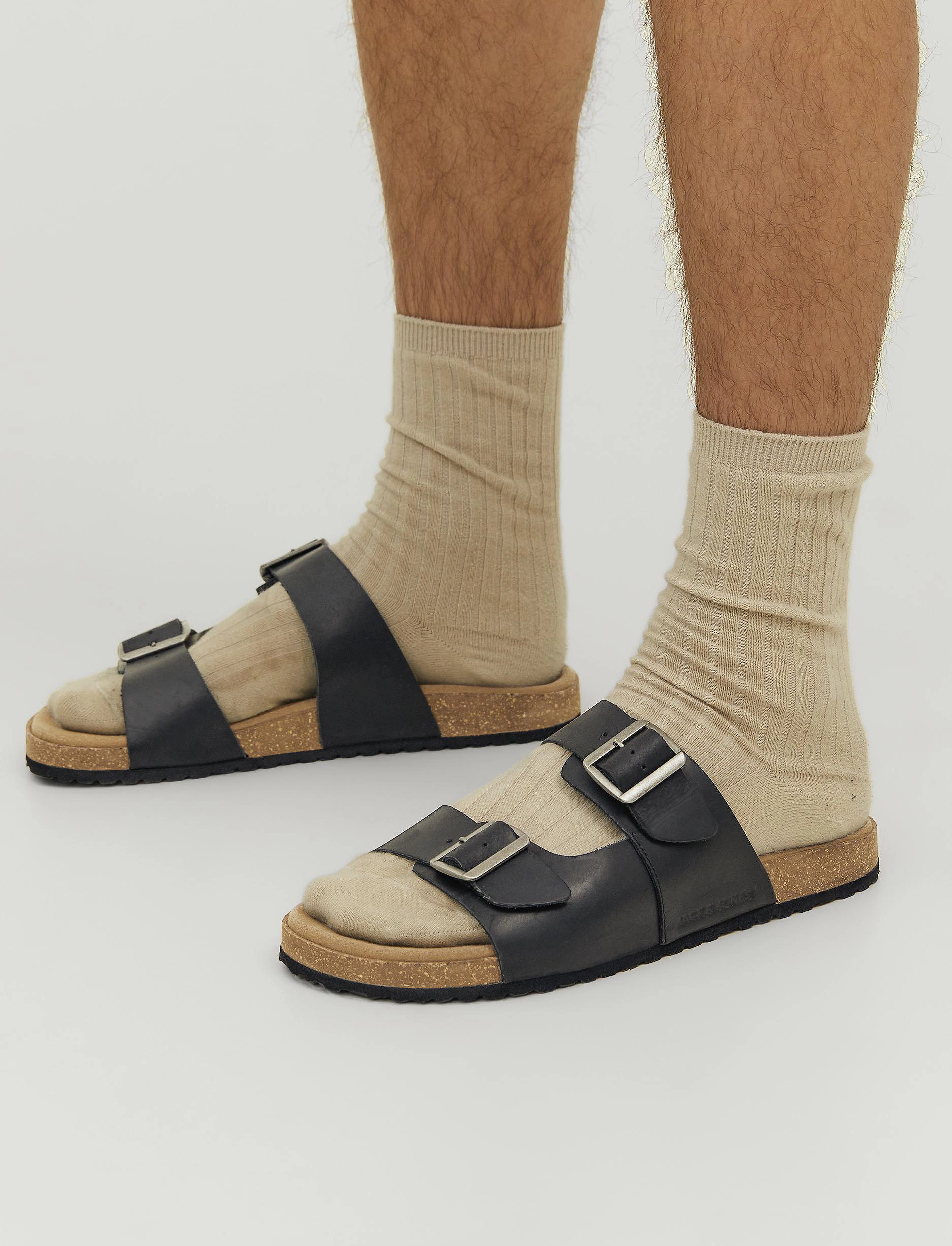 Jack & Jones JFWLOUIS LEATHER SANDAL - Kollektionen - ANTHRACITE / black