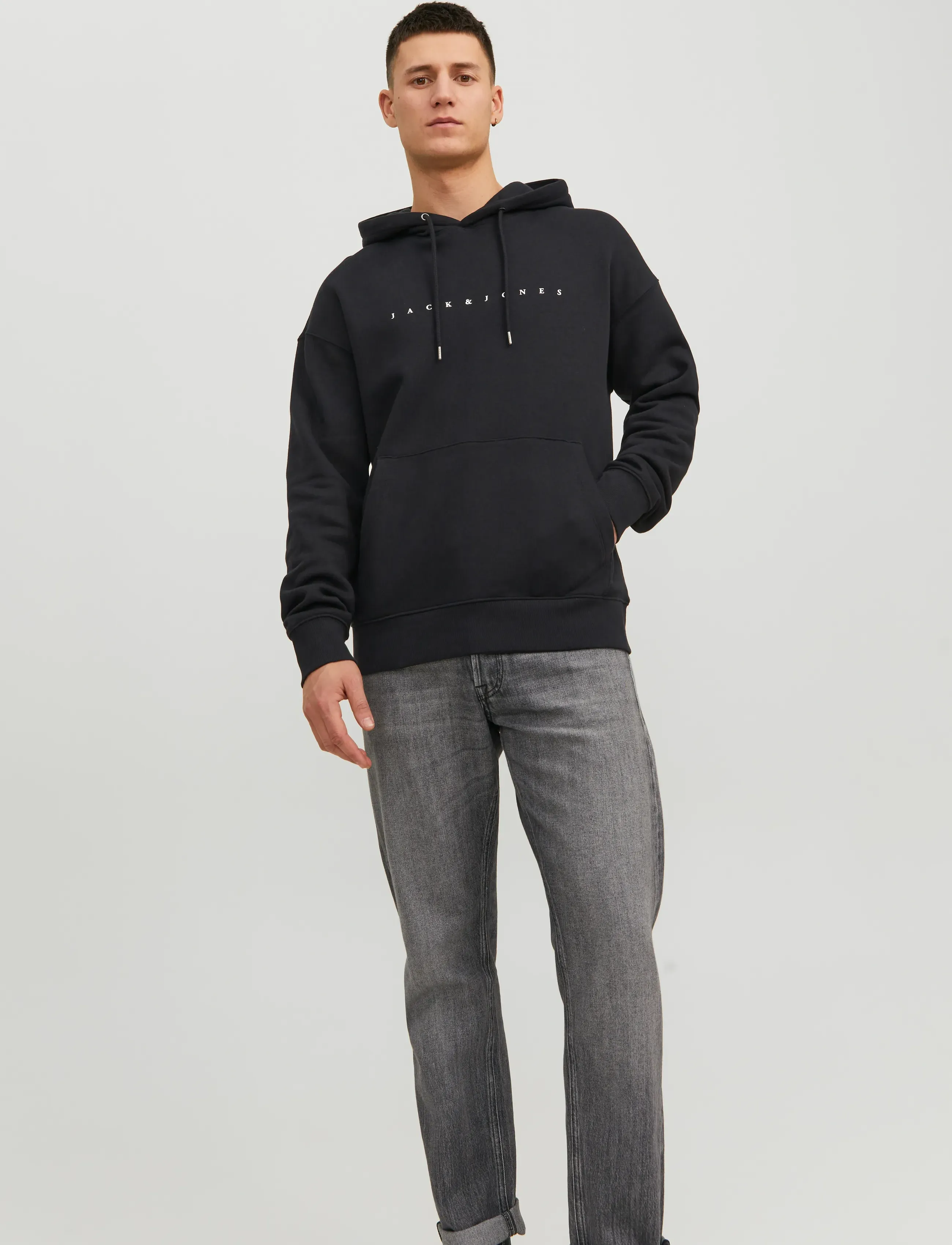 Jack & Jones JJESTAR JJ SWEAT HOOD NOOS - Kapuzenpullover - BLACK / black