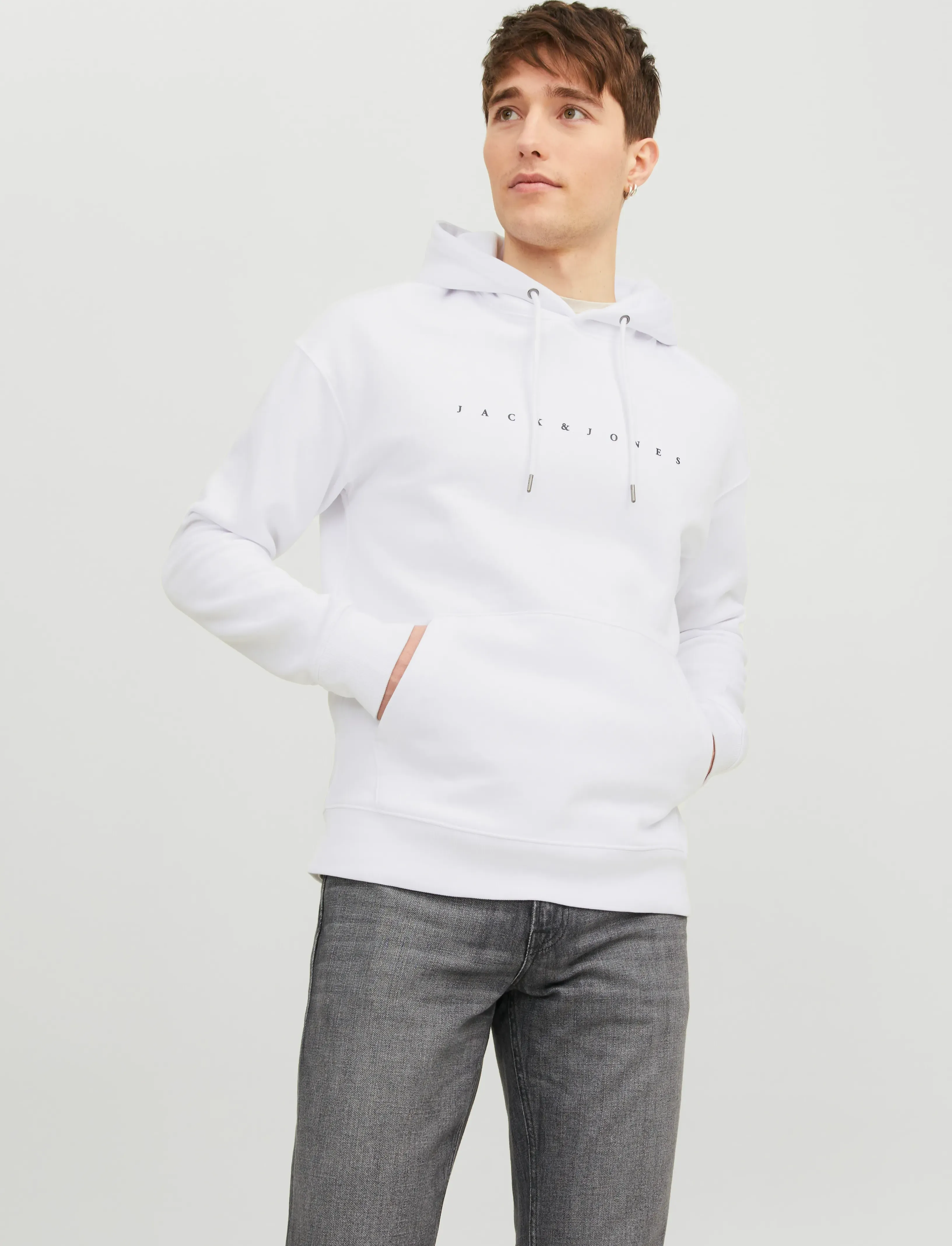 Jack & Jones JJESTAR JJ SWEAT HOOD NOOS - Kapuzenpullover - WHITE / white