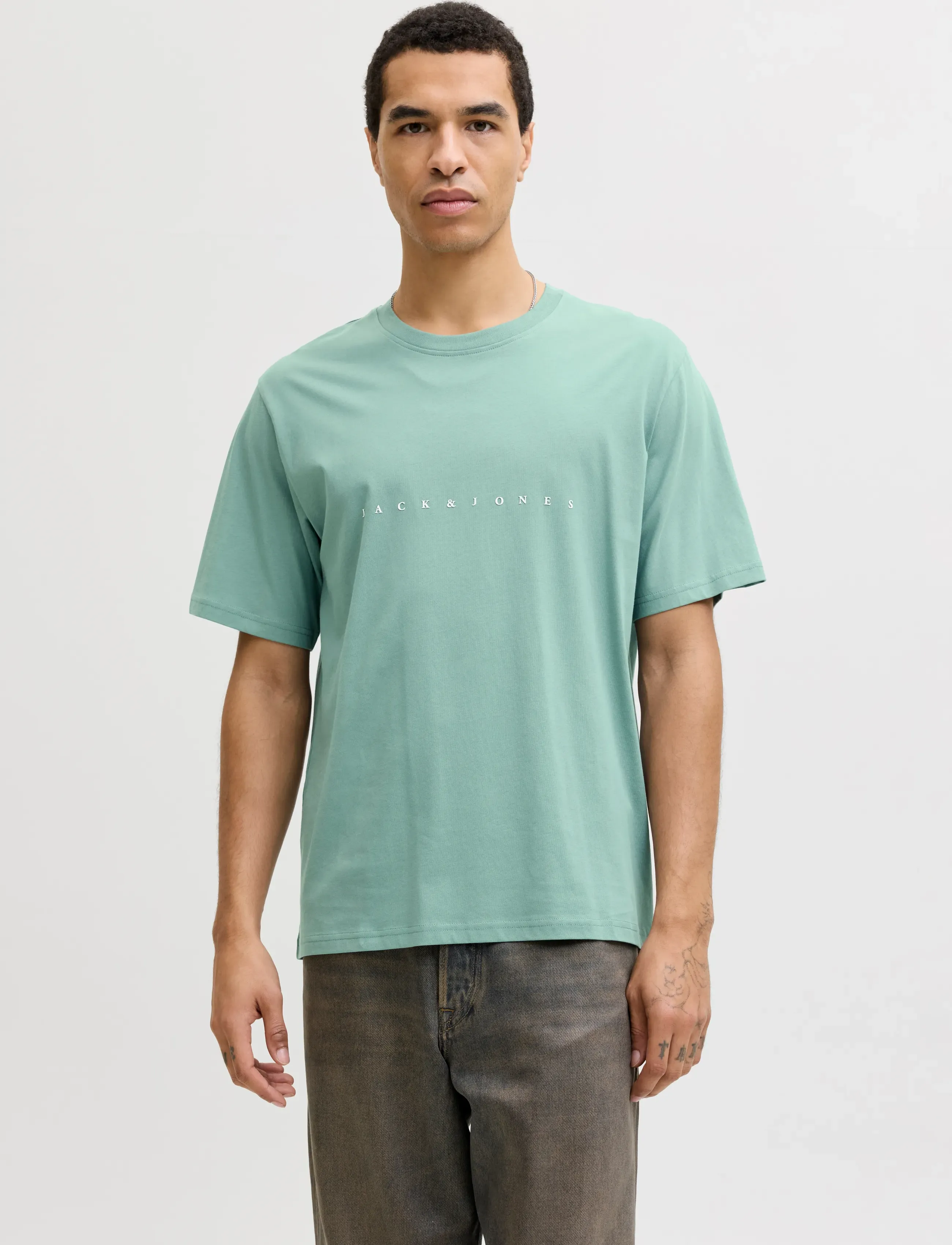 Jack & Jones JJESTAR JJ TEE SS NOOS - Tøj - MINERAL BLUE / green