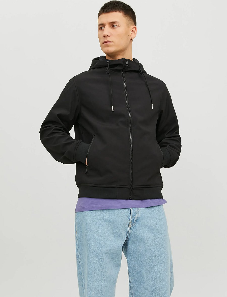 Jack & Jones - JJEBASIC SOFTSHELL HOOD NOOS - efterårsjakker - black - 0