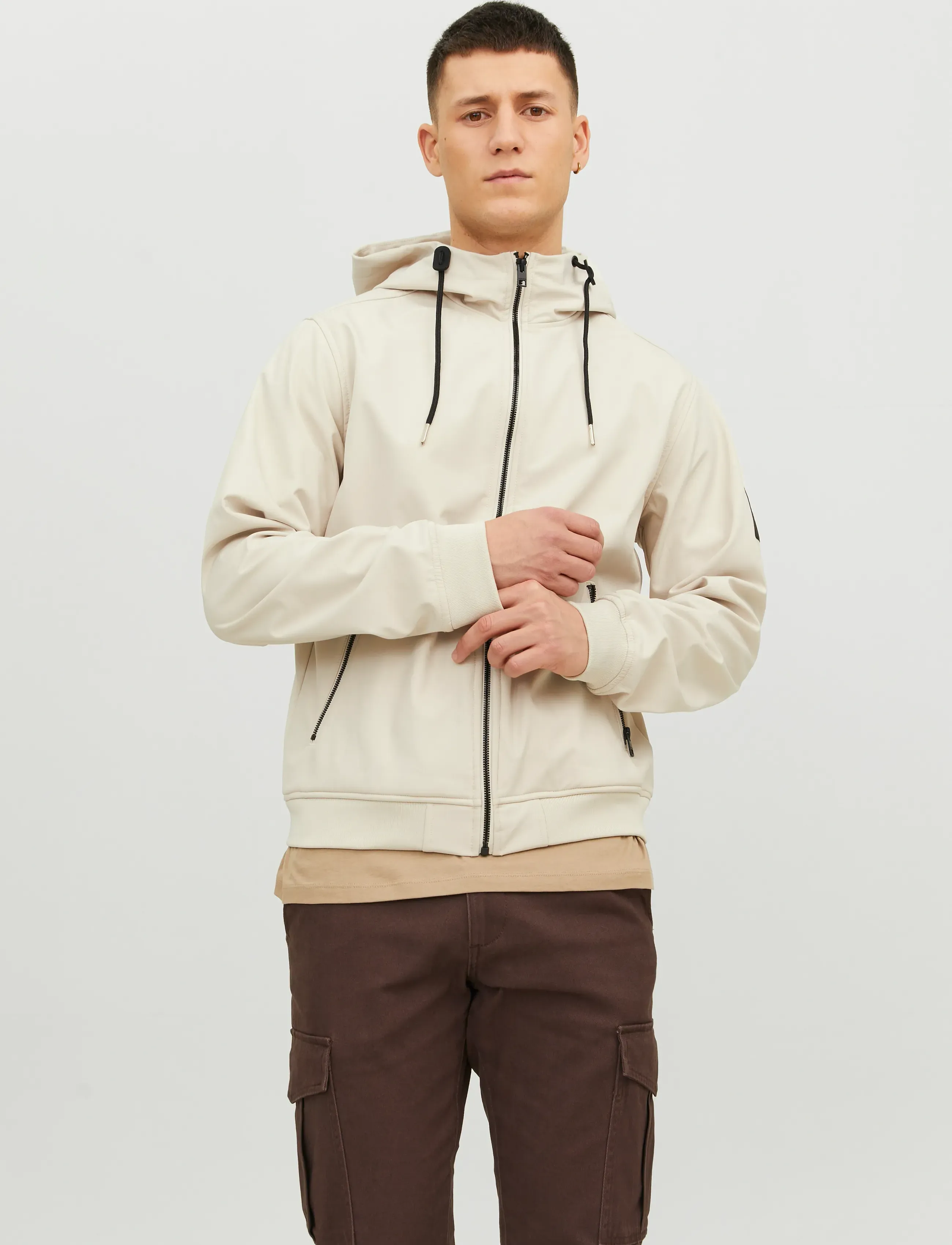 Jack & Jones JJEBASIC SOFTSHELL HOOD NOOS - Overtøj - MOONBEAM / cream