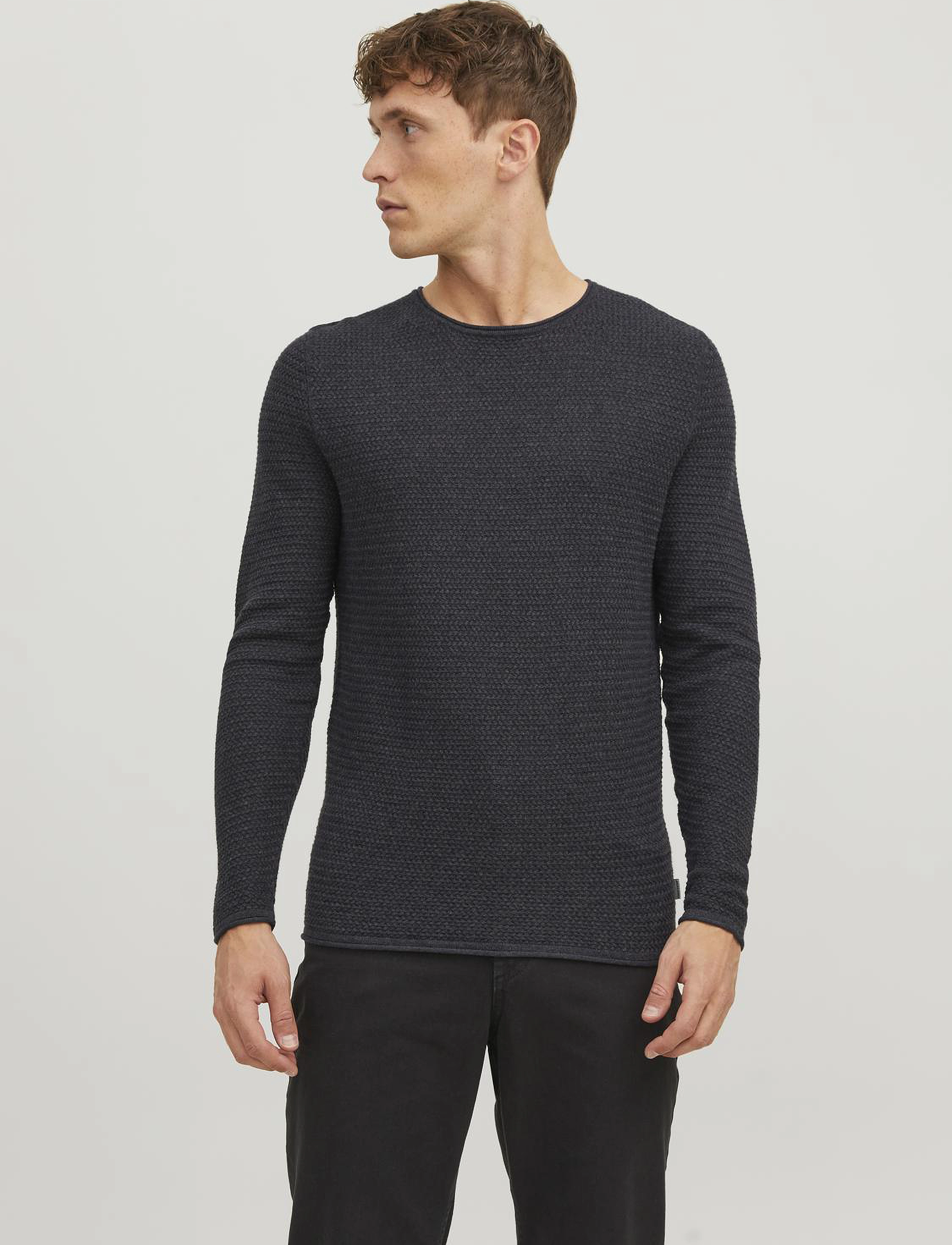 Jack & Jones JPRBLUMIGUEL KNIT CREW NECK NOOS - Kollektionen - DARK GREY MELANGE / grey