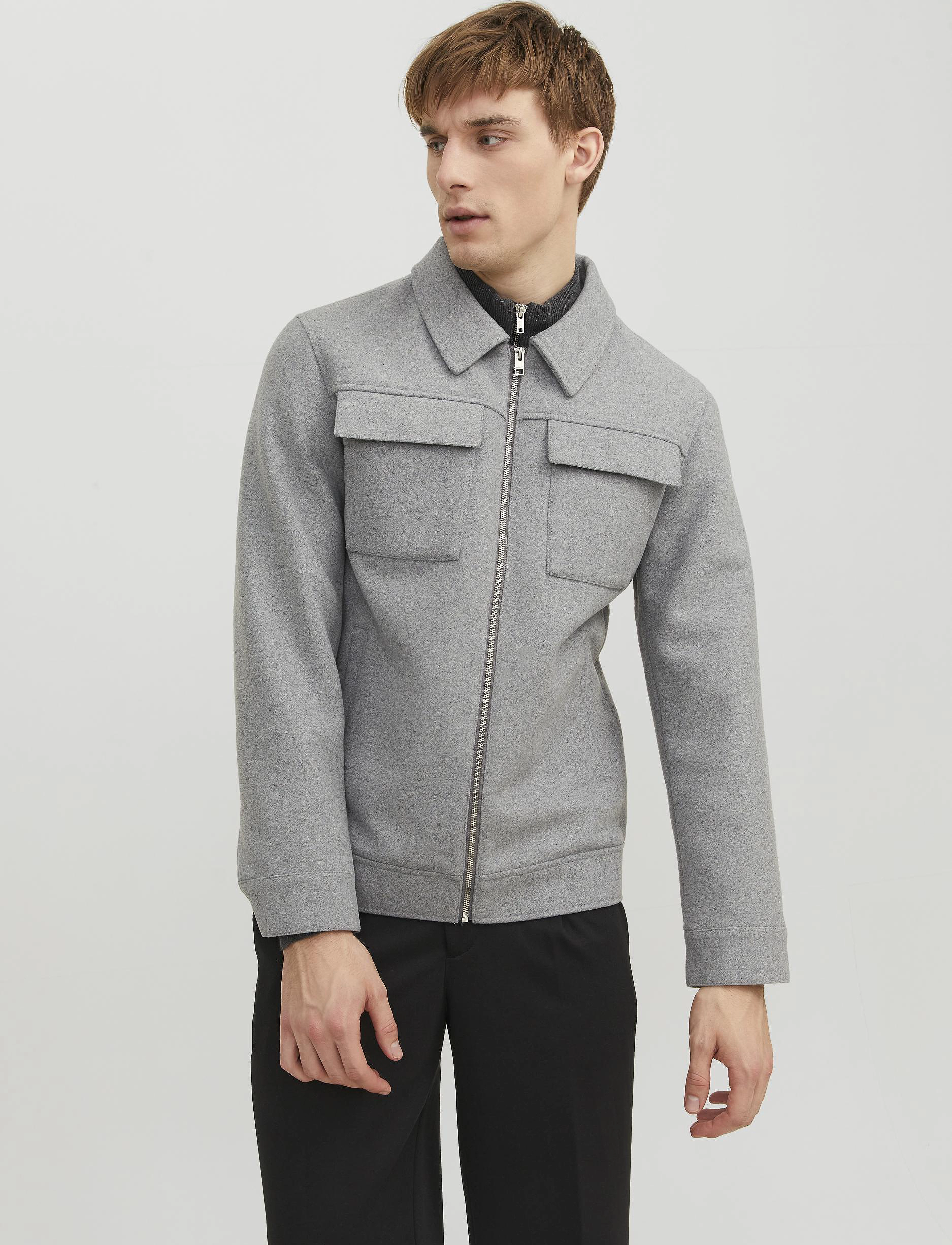 Jack & Jones - JJEMORRISON WOOL JACKET SN - light grey melange - 2