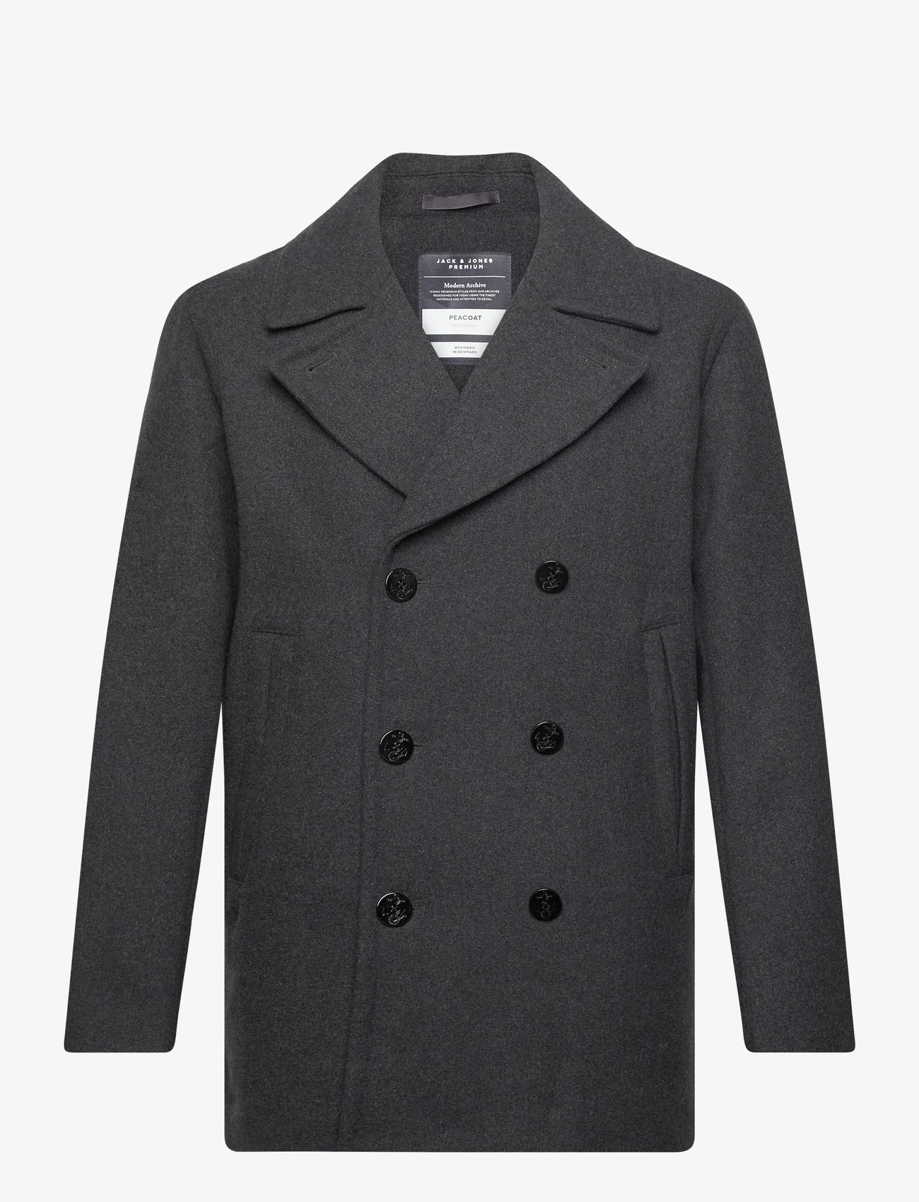 Jack & Jones - JPRBLUCAPTAIN PEACOAT - wool jackets - dark grey melange - 0