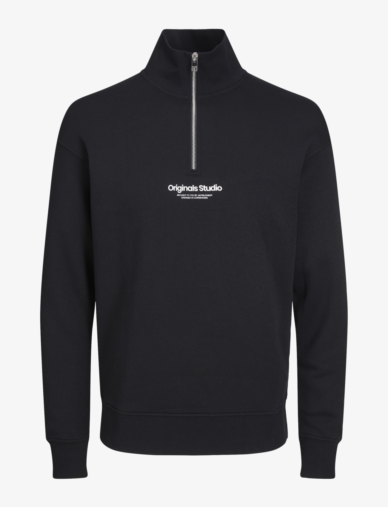 JACK & JONES Jorvesterbro Sweat Quarter Zip Hn Sn Schwarz - L - Herren