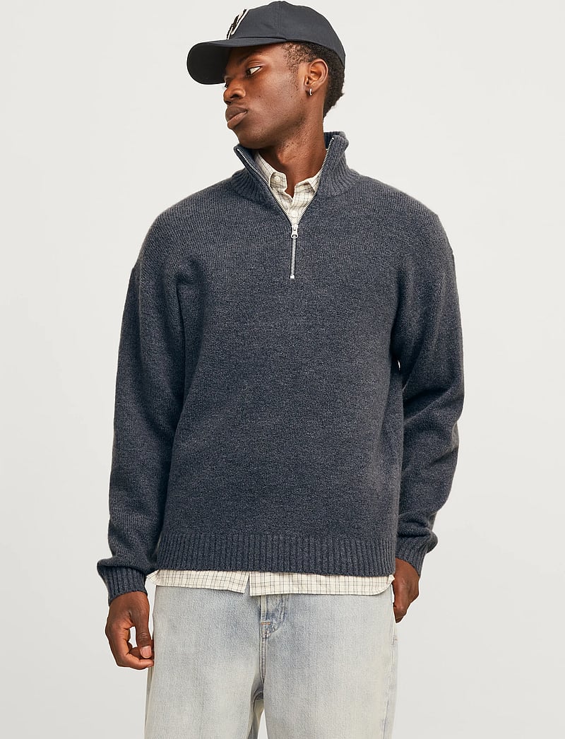Jack & Jones - JOROLLIE KNIT HALF ZIP SN - pullover mit halbem reißverschluss - iron gate - 0