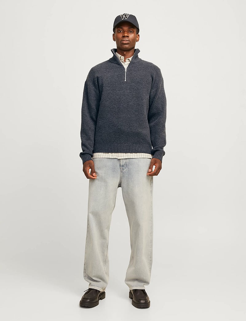 Jack & Jones - JOROLLIE KNIT HALF ZIP SN - pullover mit halbem reißverschluss - iron gate - 5
