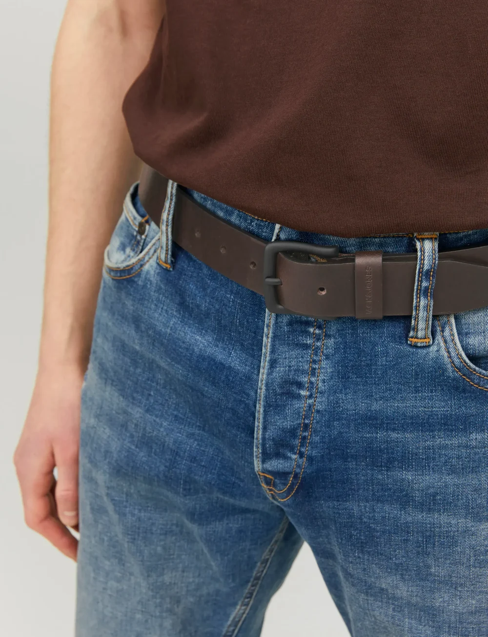 Jack & Jones - JACROMA LEATHER BELT NOOS - klassiska skärp - black coffee - 0