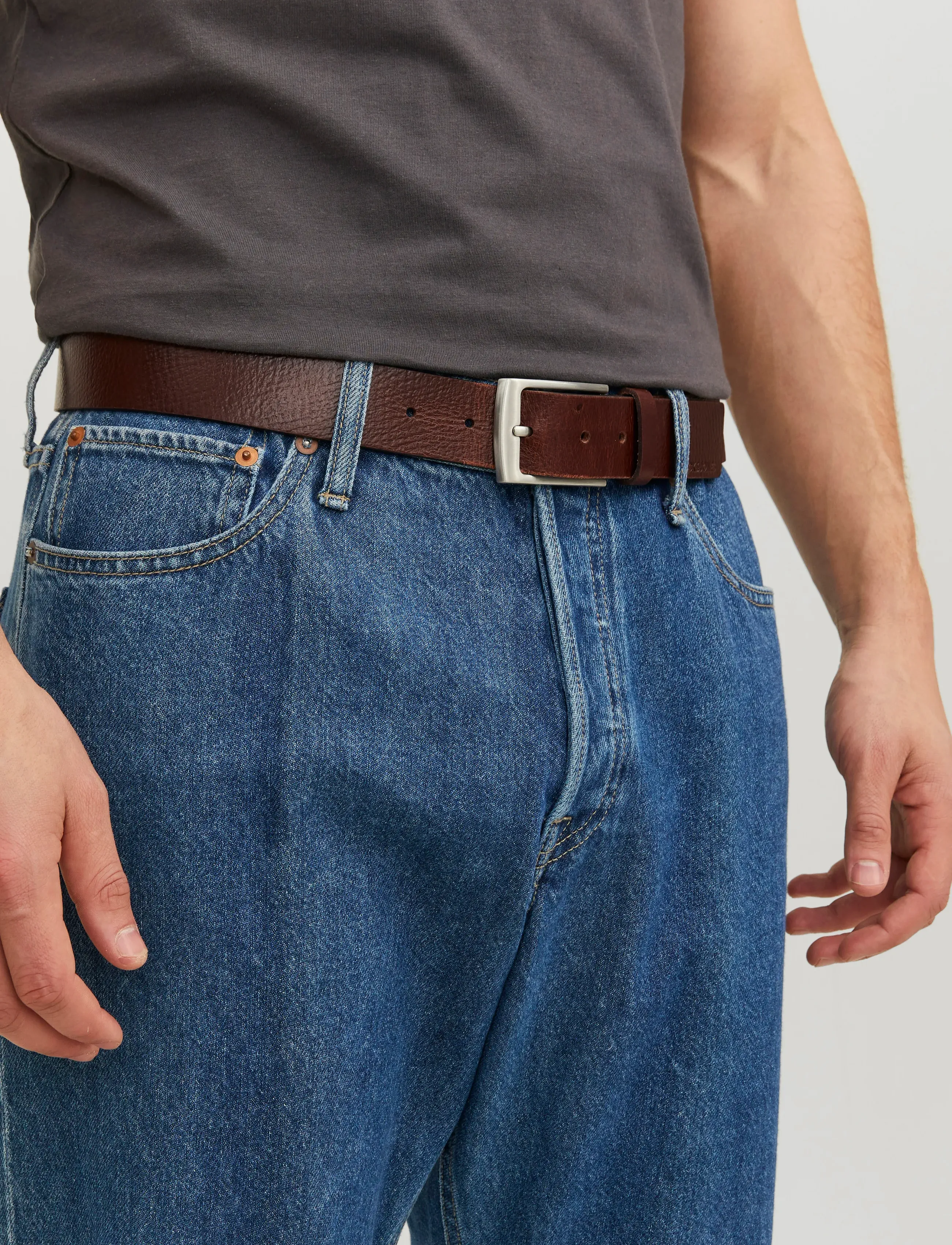Jack & Jones Jacstockholm Leather Belt Noos, 90, Belts, Braun - Classic Männerswear