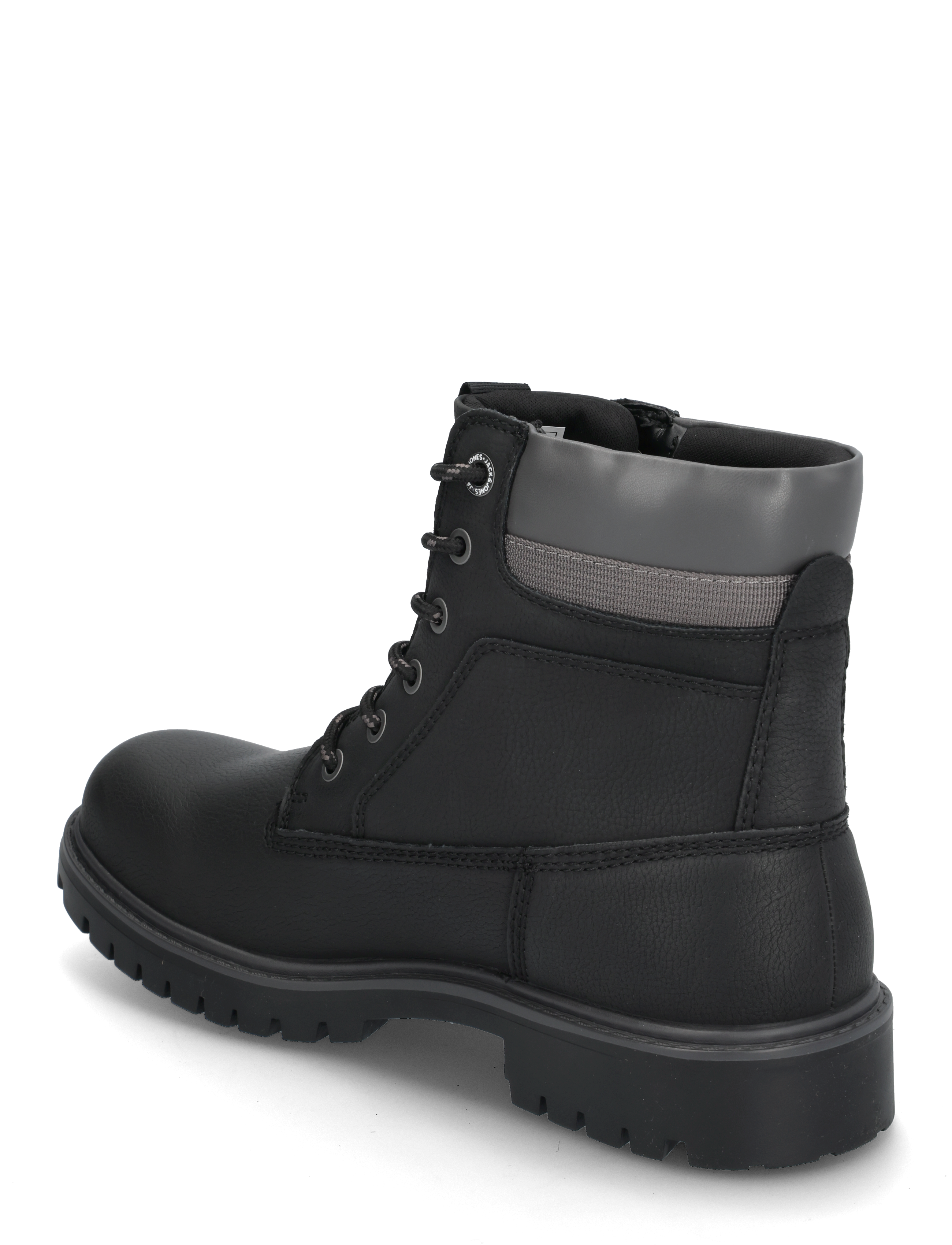 Jack & Jones - JFWFINIUS PU NUBUCK BOOT - støvler med snøre - anthracite - 3