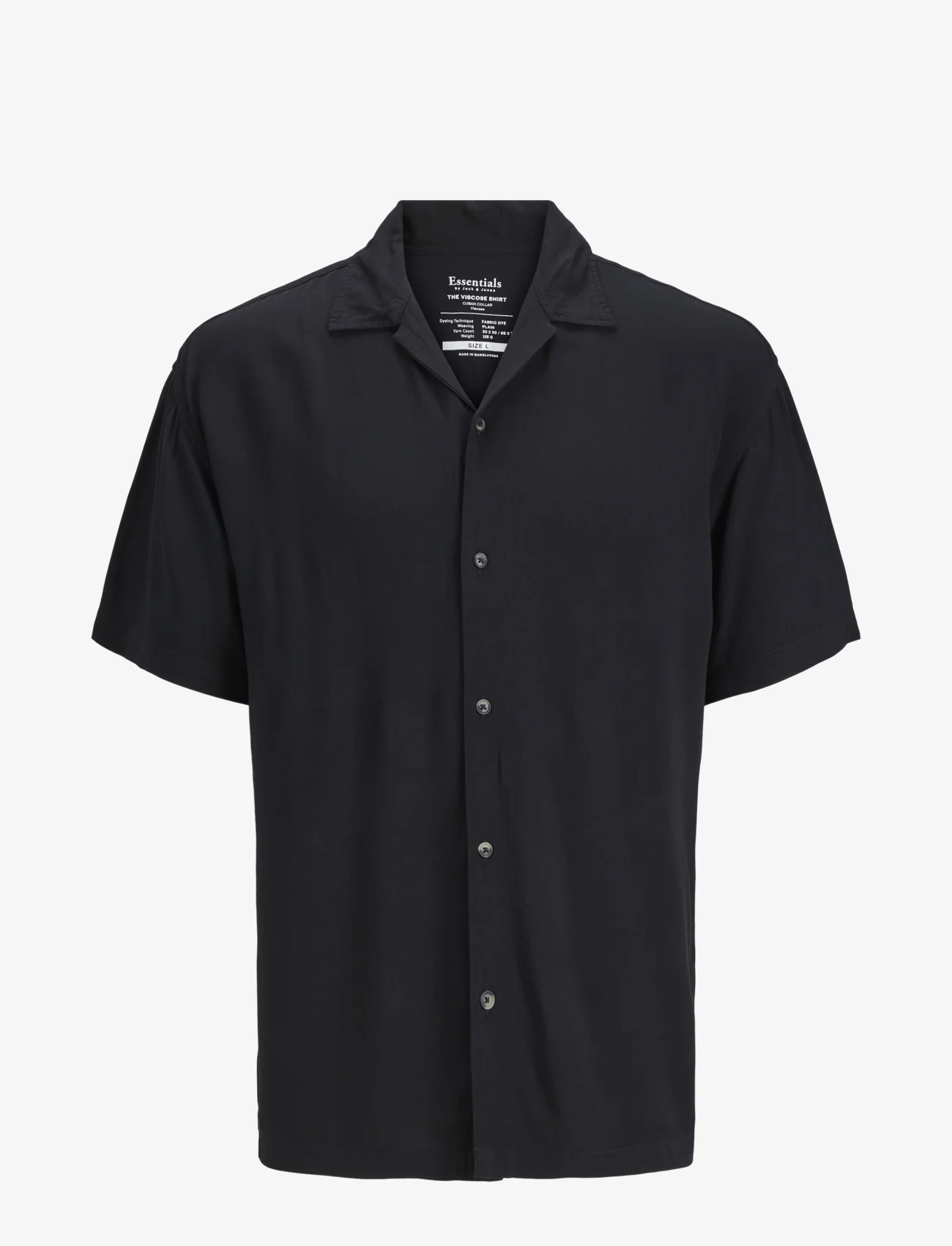 Jack & Jones - JJEJEFF SOLID RESORT SHIRT SS SN - kortærmede t-shirts - black - 0