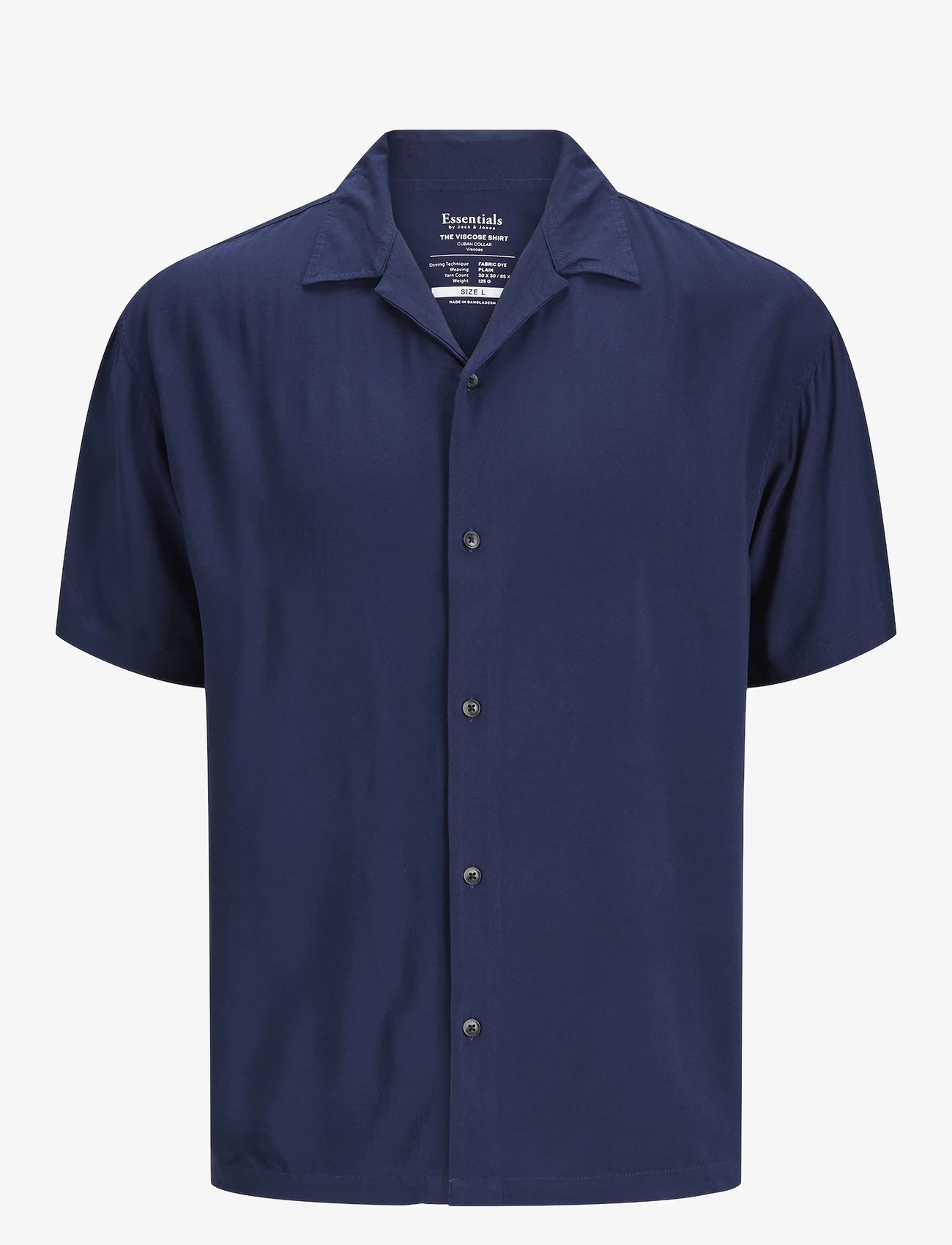 Jack & Jones - JJEJEFF SOLID RESORT SHIRT SS SN - kortærmede t-shirts - navy blazer - 0