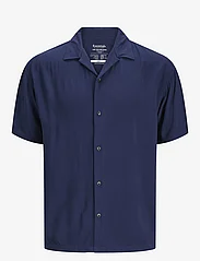 Jack & Jones - JJEJEFF SOLID RESORT SHIRT SS SN - short-sleeved t-shirts - navy blazer - 0