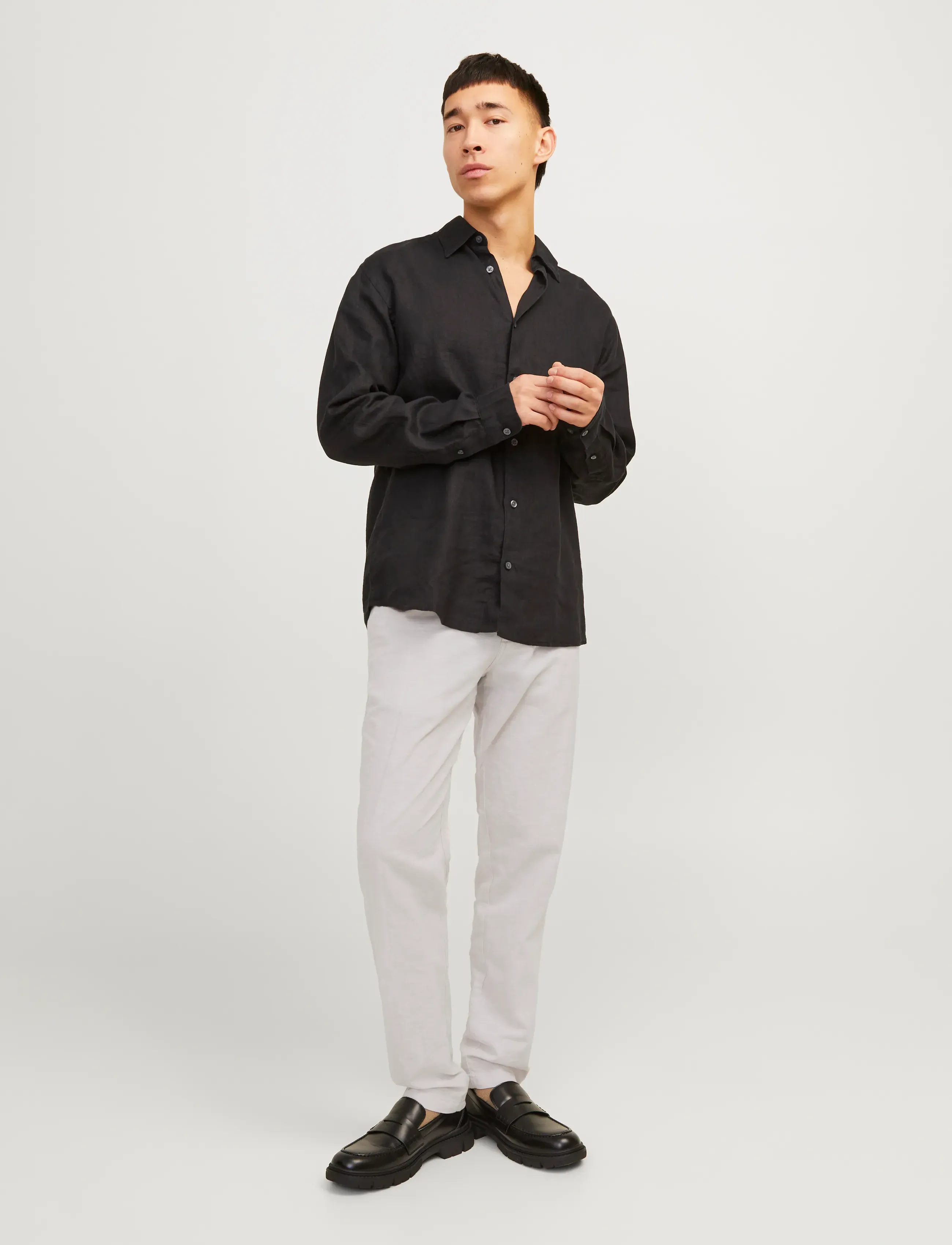 Jack & Jones - JPSTACE SUMMER LINEN BLEND CHINO PANT SN - hørbukser - crockery - 4