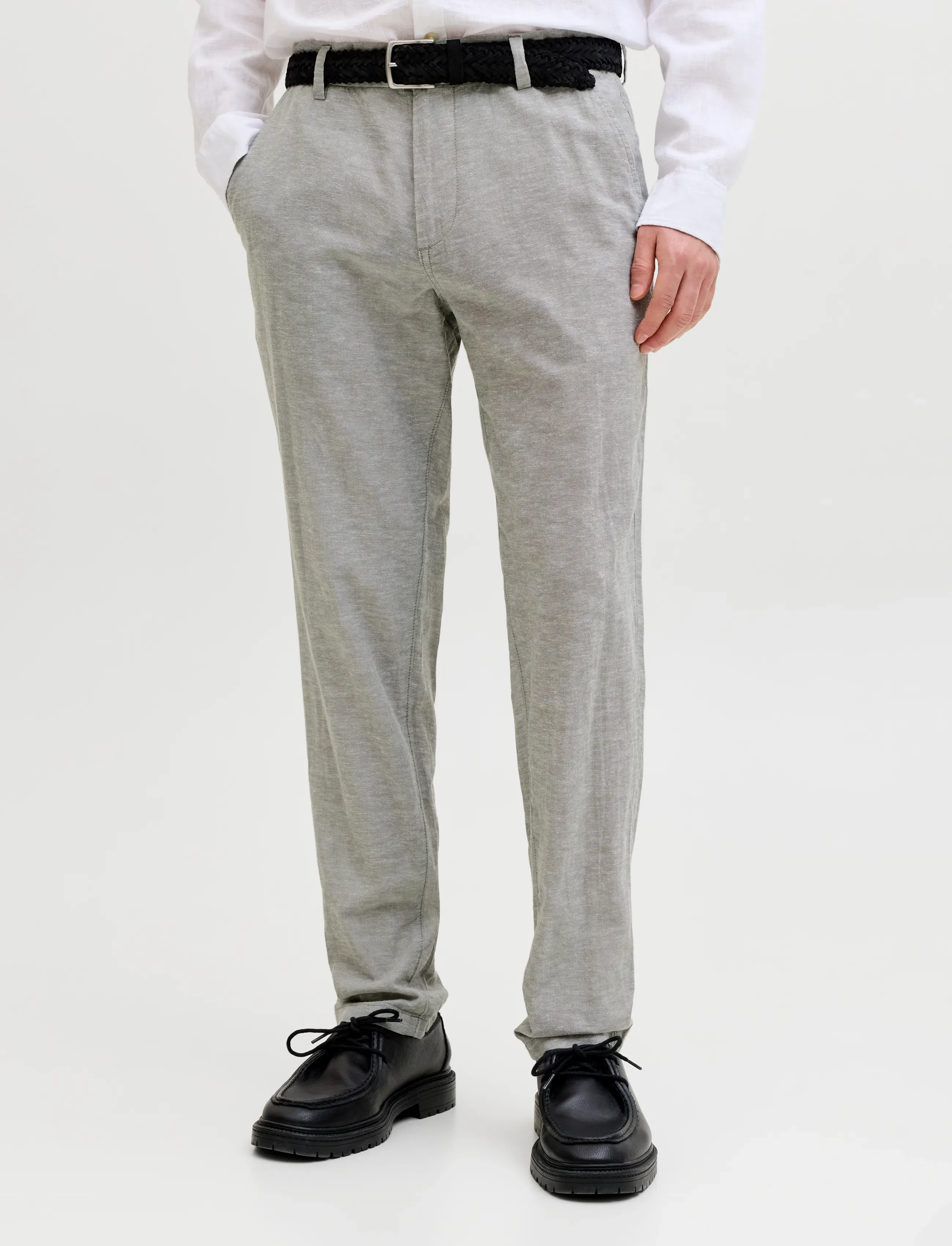 Jack & Jones JPSTACE SUMMER LINEN BLEND CHINO PANT SN - Kläder - DUSTY OLIVE / grey