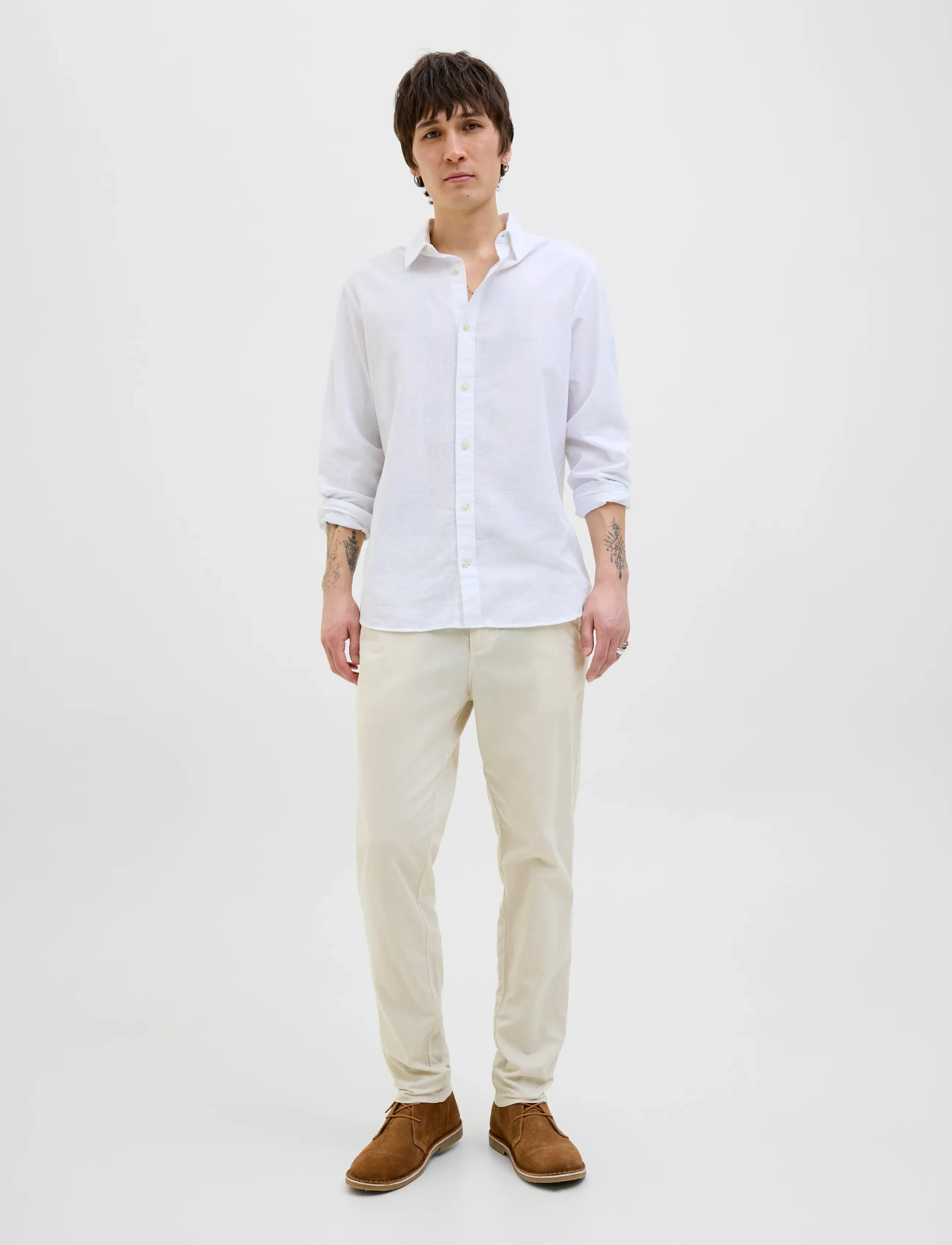 Jack & Jones - JPSTACE SUMMER LINEN BLEND CHINO PANT SN - hørbukser - feather gray - 4