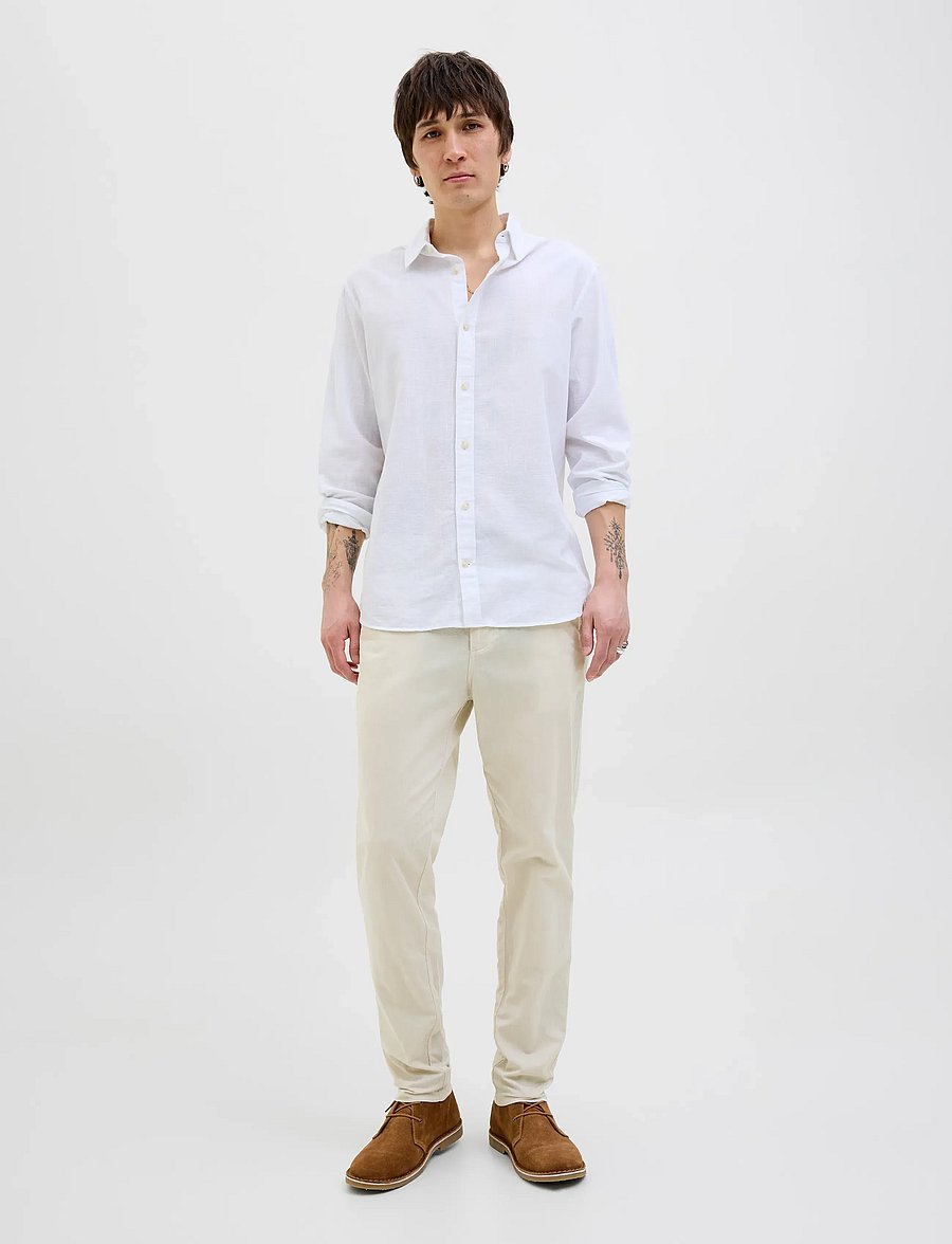 Jack & Jones - JPSTACE SUMMER LINEN BLEND CHINO PANT SN - leinenhosen - feather gray - 4