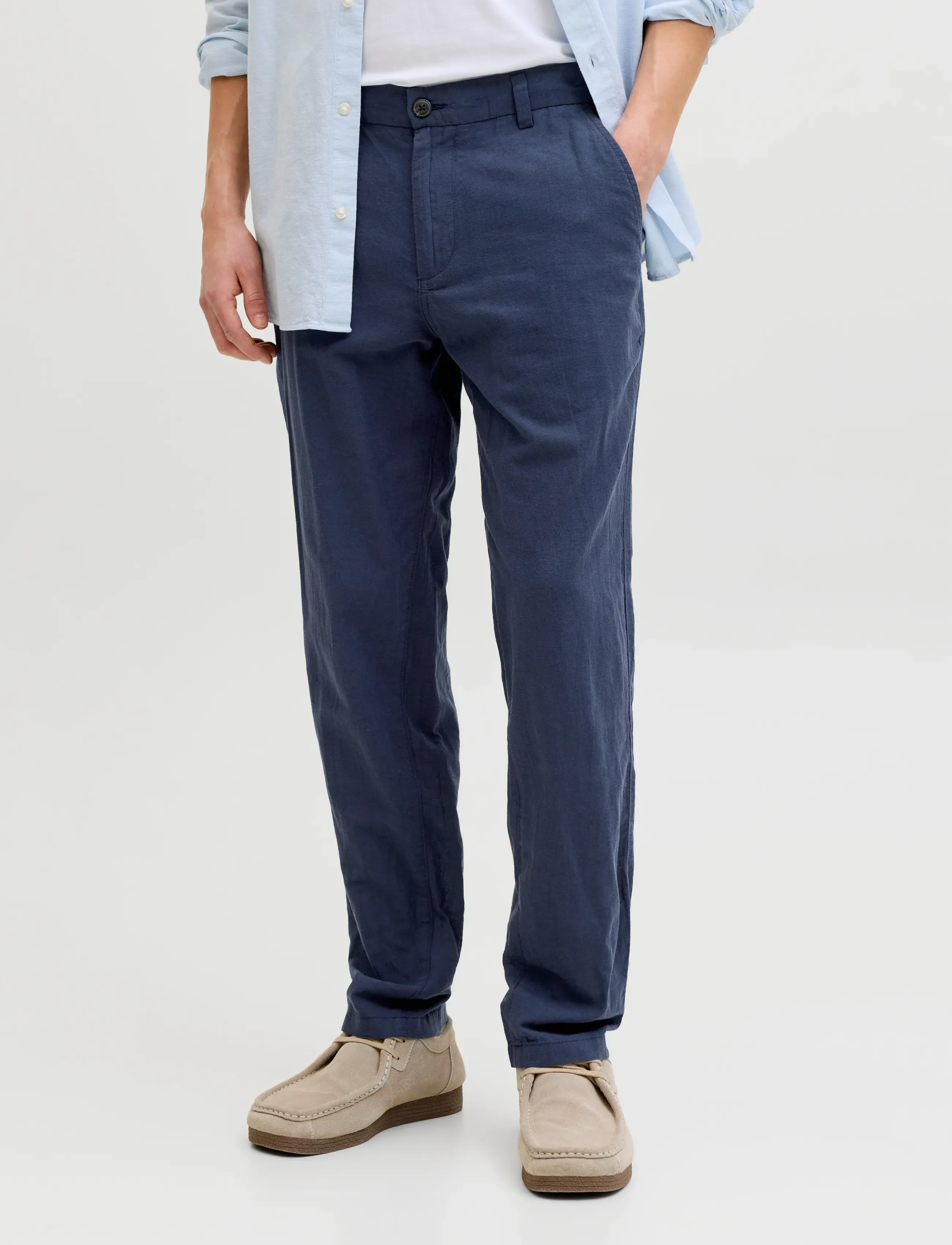 Jack & Jones JPSTACE SUMMER LINEN BLEND CHINO PANT SN - Linased püksid - NAVY BLAZER / navy