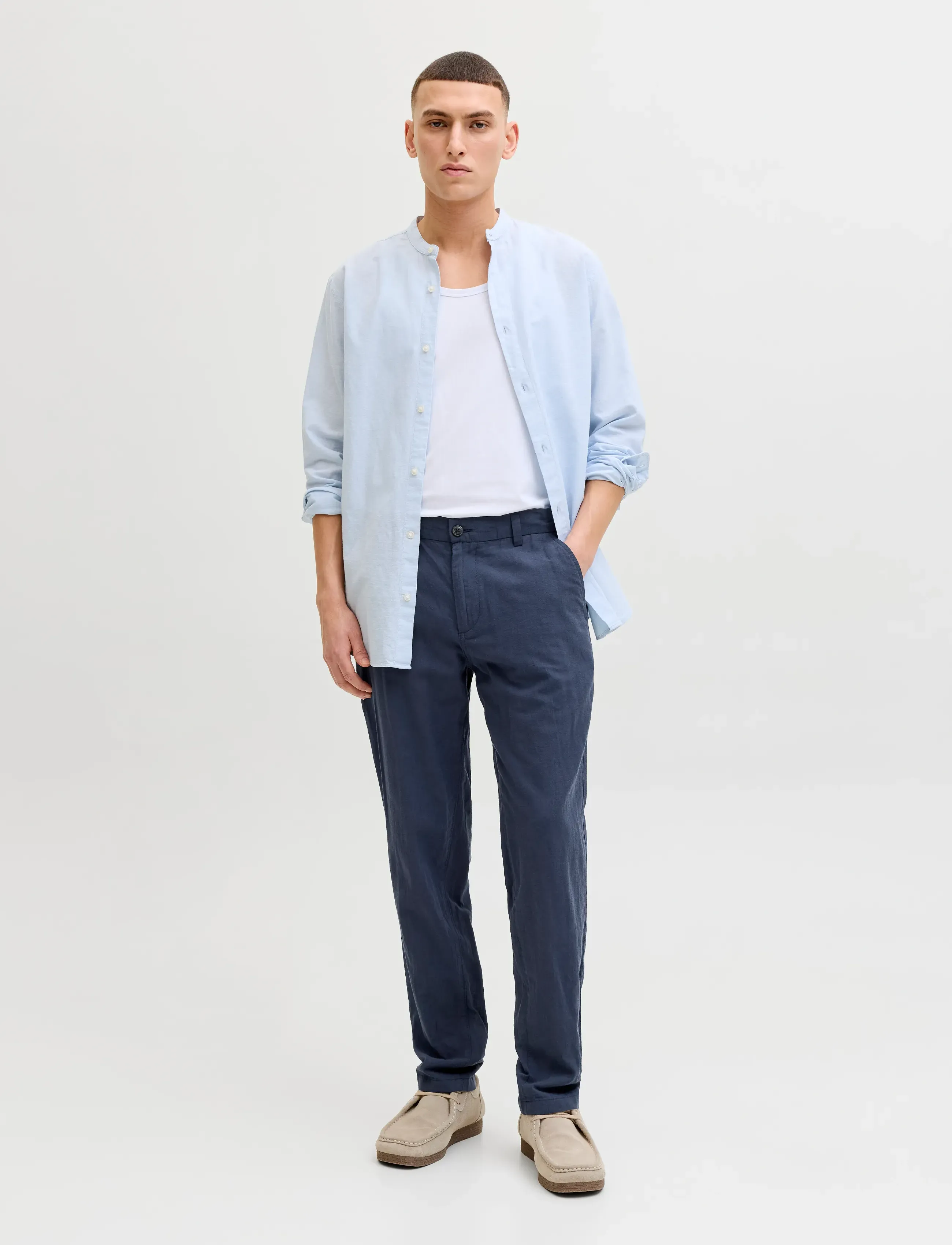 Jack & Jones - JPSTACE SUMMER LINEN BLEND CHINO PANT SN - hørbukser - navy blazer - 4
