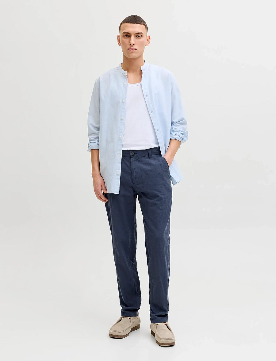 Jack & Jones - JPSTACE SUMMER LINEN BLEND CHINO PANT SN - leinenhosen - navy blazer - 4
