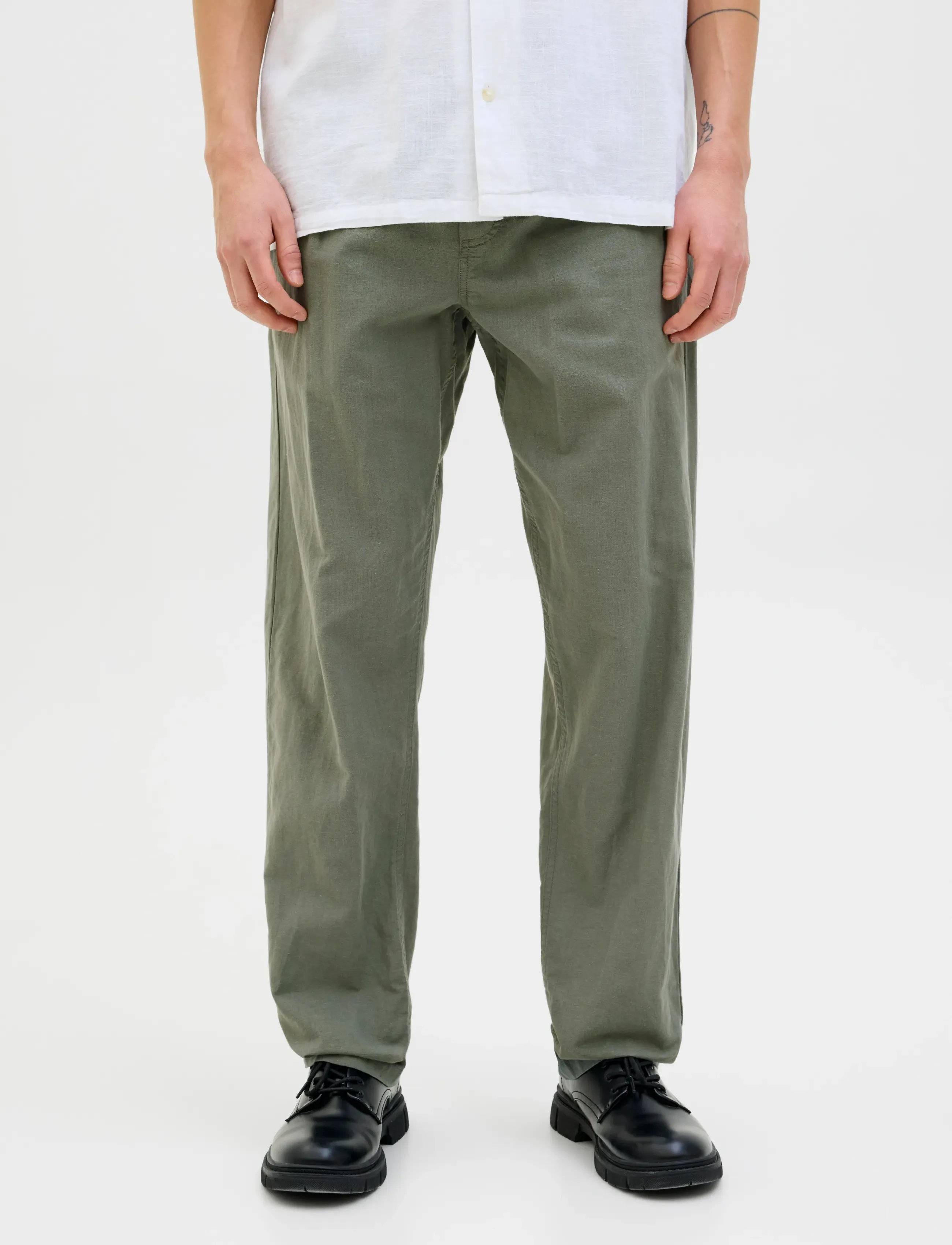 Jack & Jones JPSTKANE SUMMER LINEN BLEND JOGGER SN - Tøj - AGAVE GREEN / khaki/green