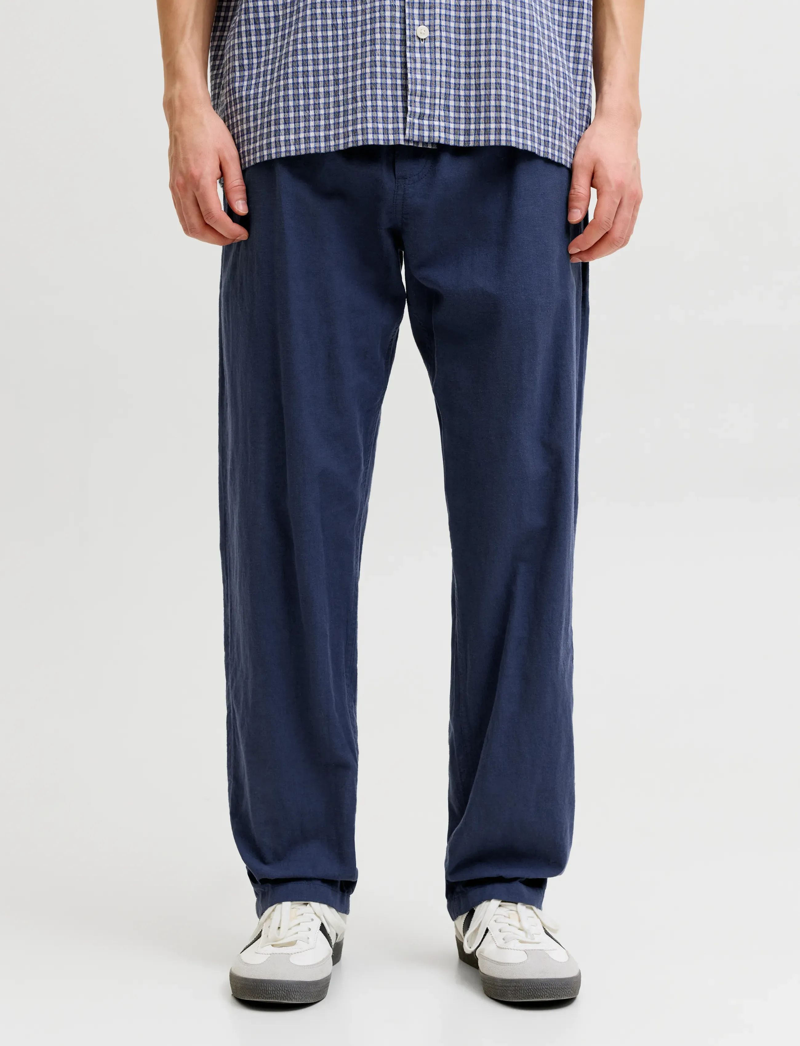 Jack & Jones JPSTKANE SUMMER LINEN BLEND JOGGER SN - Lininės kelnės - NAVY BLAZER / navy