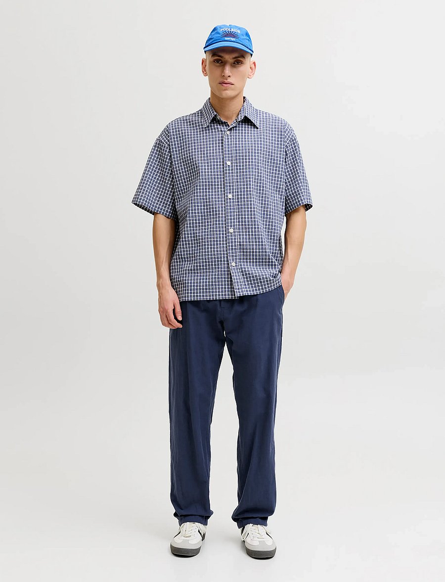Jack & Jones - JPSTKANE SUMMER LINEN BLEND JOGGER SN - linased püksid - navy blazer - 4