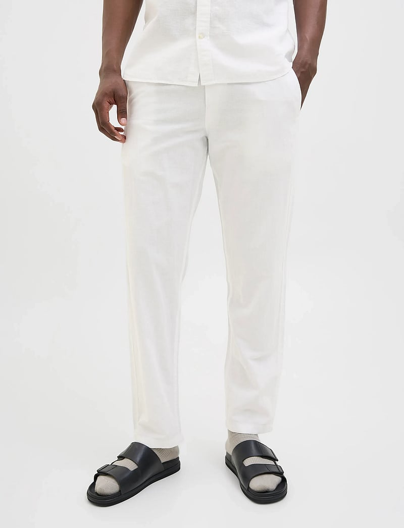 Jack & Jones - JPSTKANE SUMMER LINEN BLEND JOGGER SN - linased püksid - white - 0